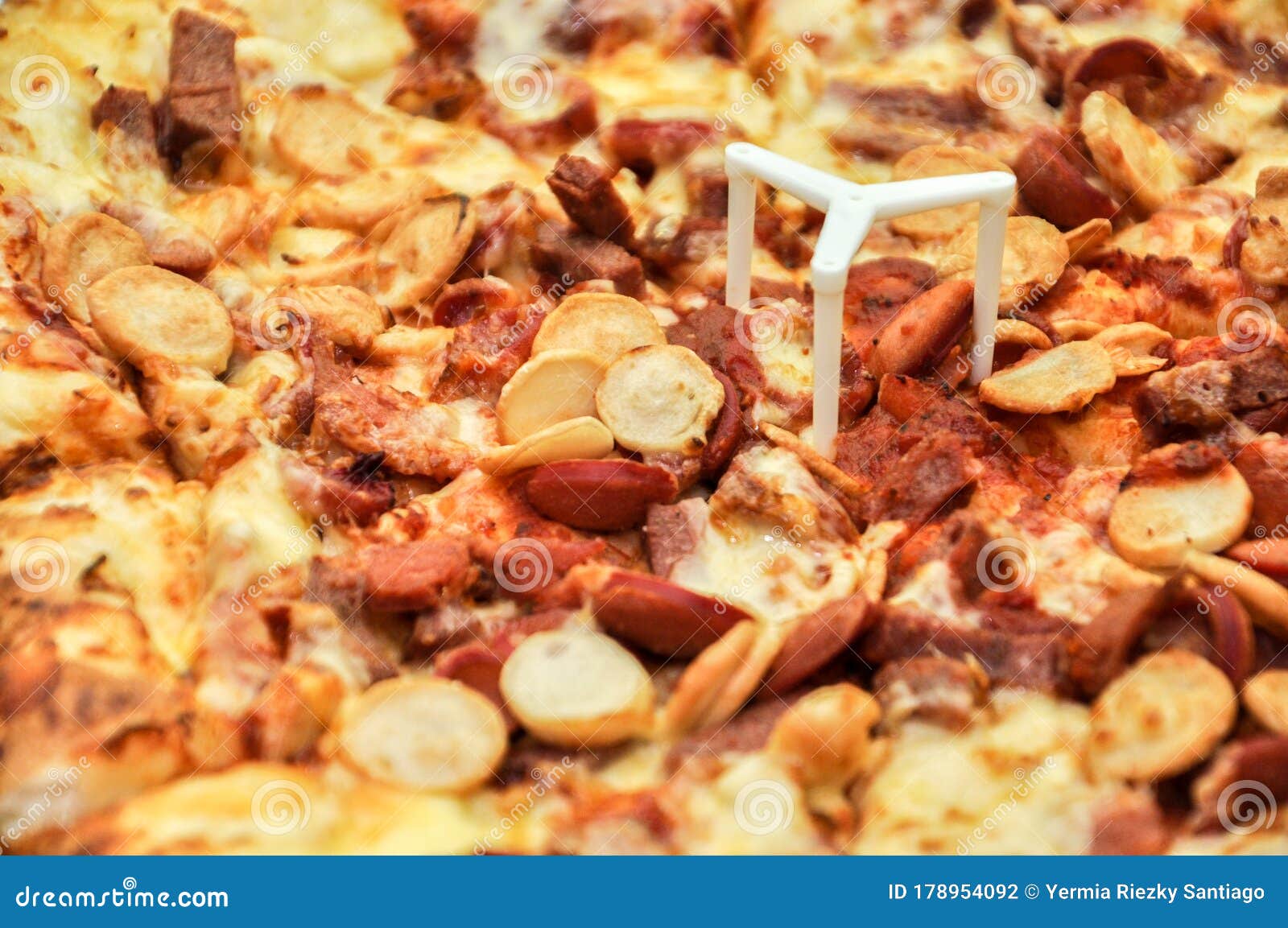 Pizza with Meat and Cheese Topping Stock Photo Image of meal