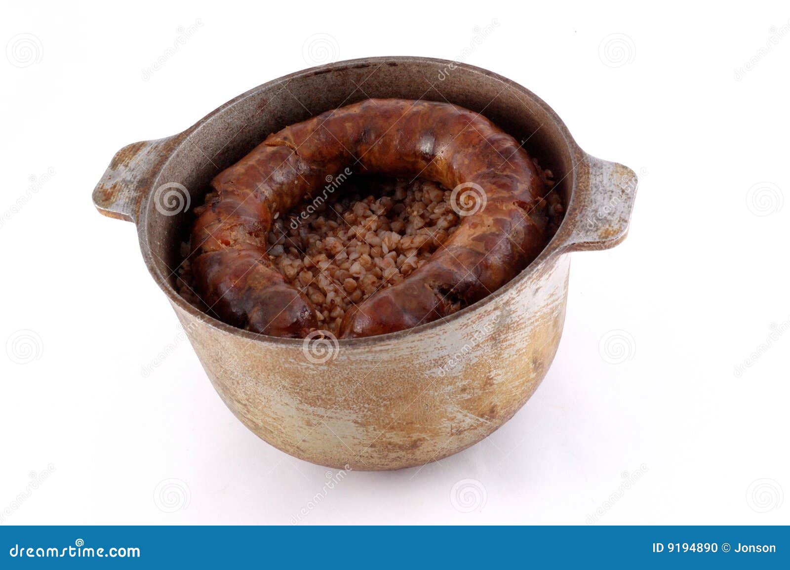 Pan with Porridge and Sausage Stock Photo Image of english, dinner
