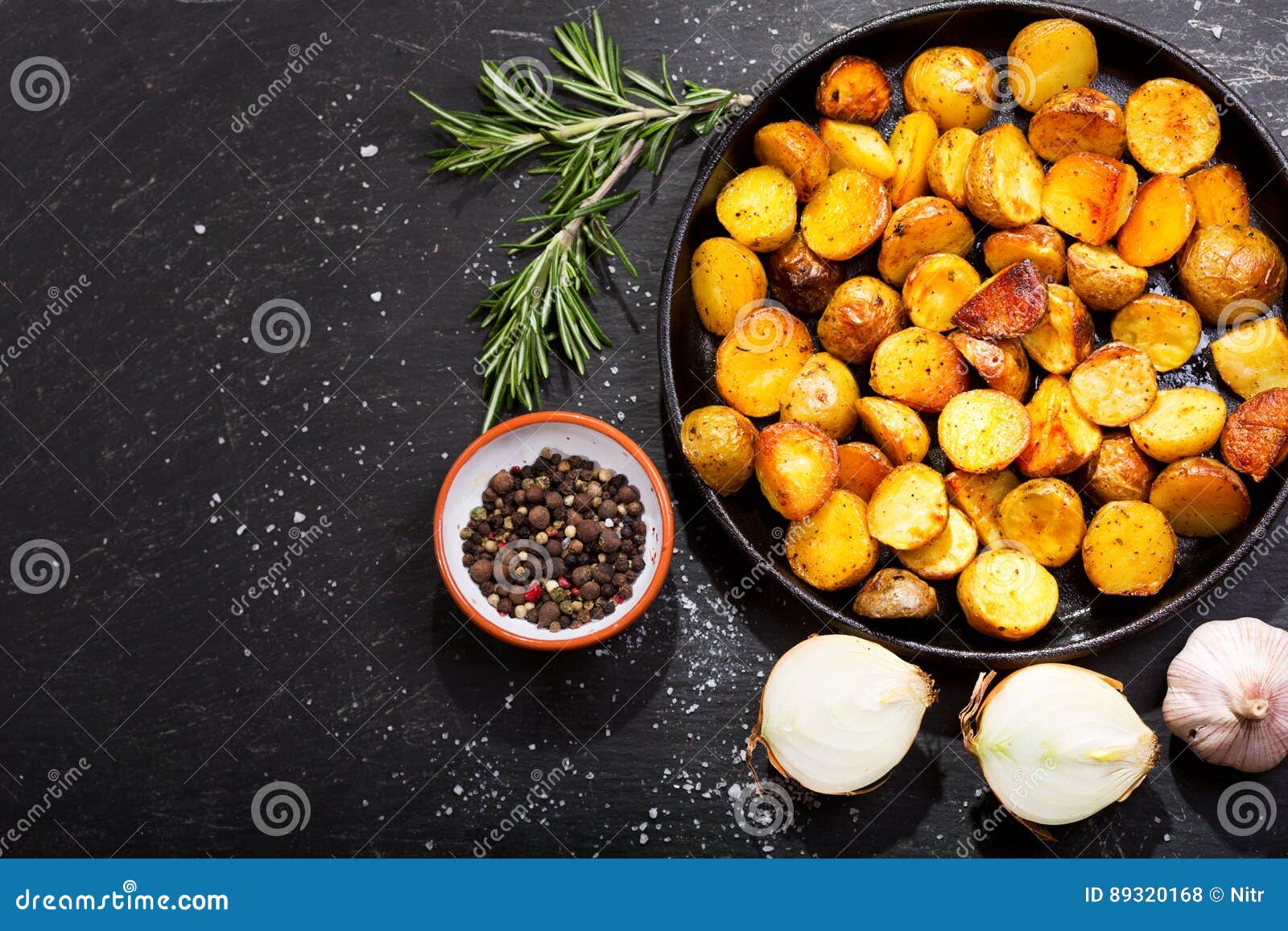 Pan of Roasted Potatoes with Rosemary Stock Photo Image of cooking, rosemary 89320168