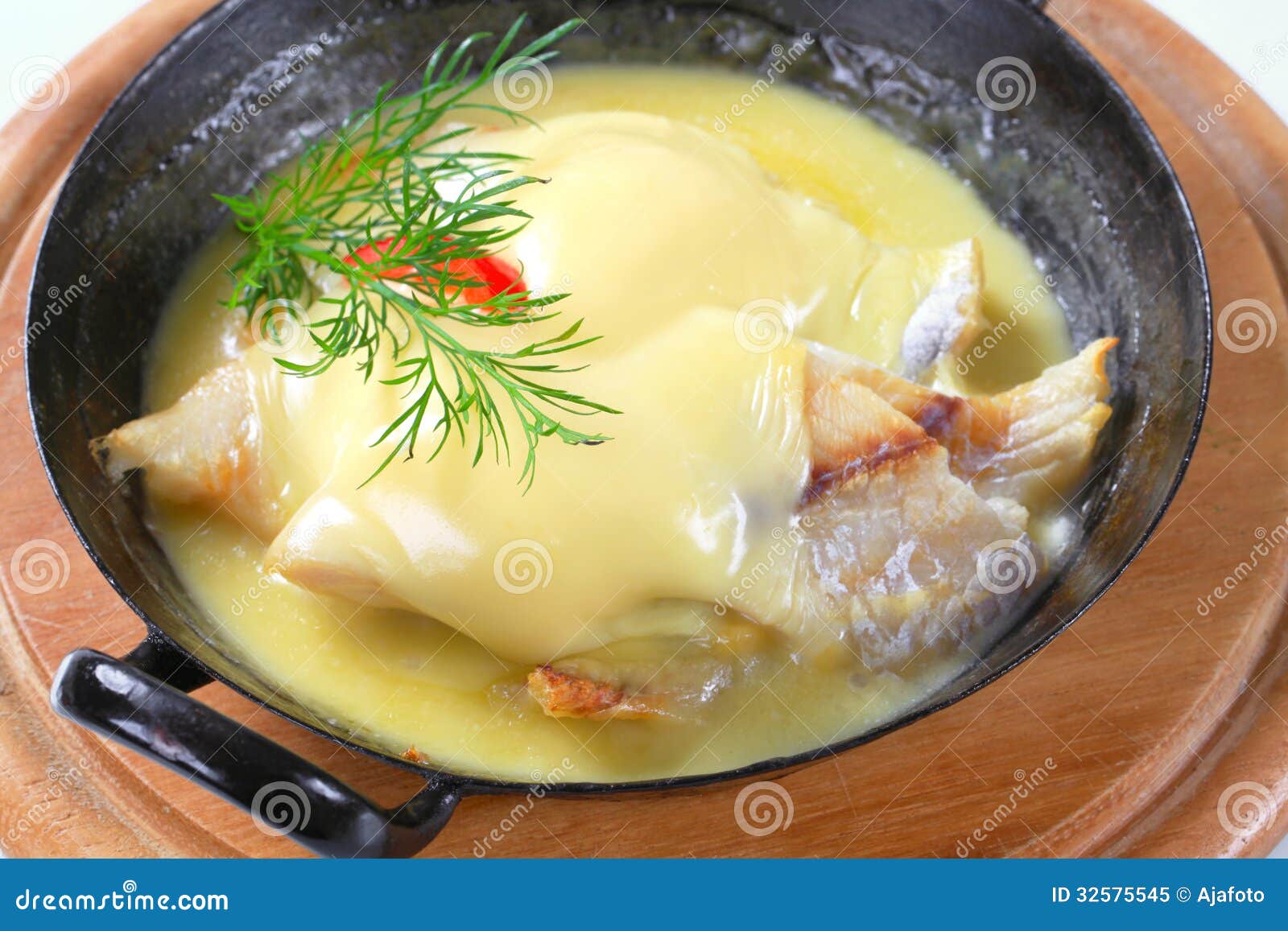 Pan Seared Fish with Thick Cheese Sauce Stock Image Image of seared