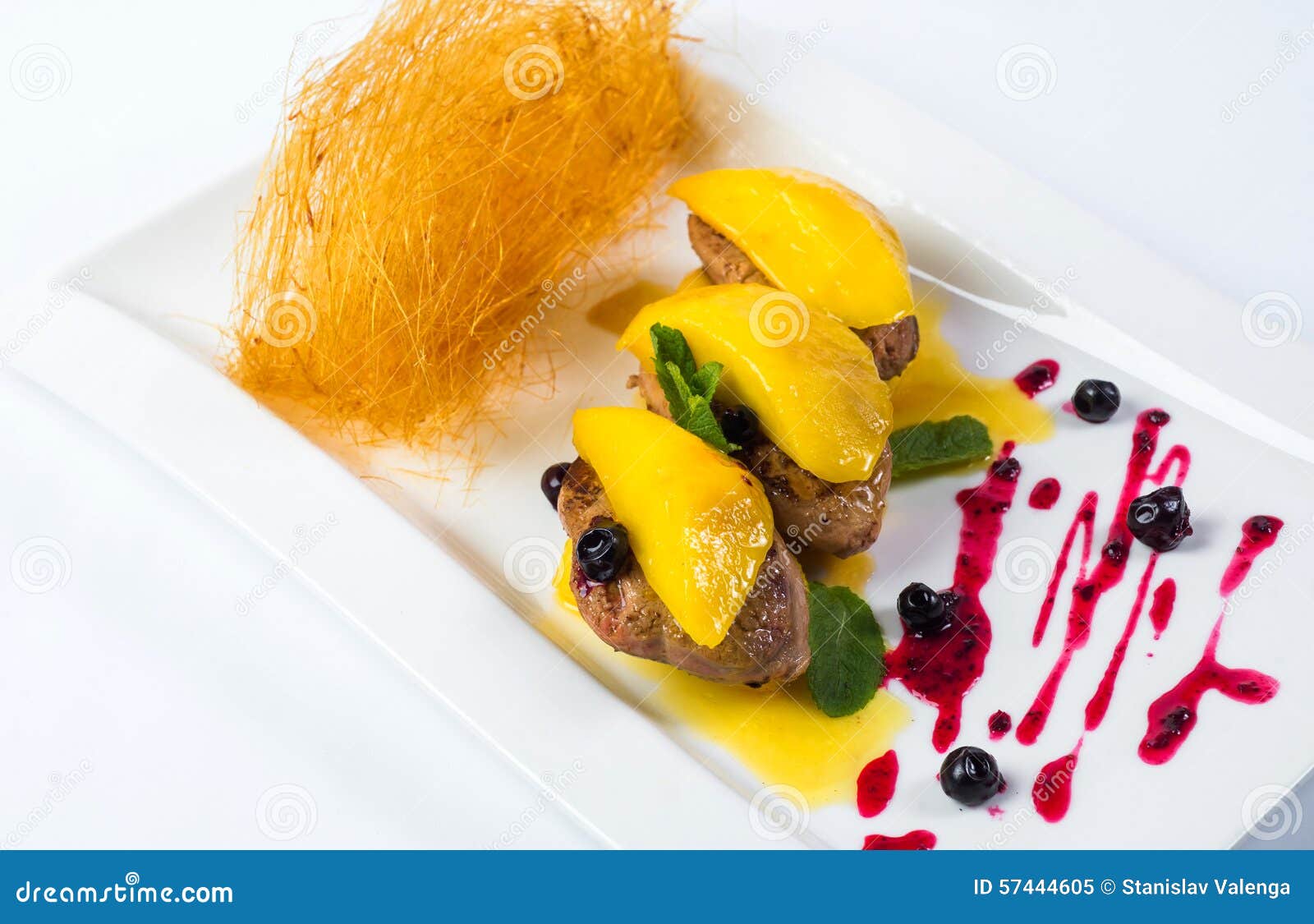 Pan Seared Foie Gras on Ripe Mango and Pomegranate Stock Image Image