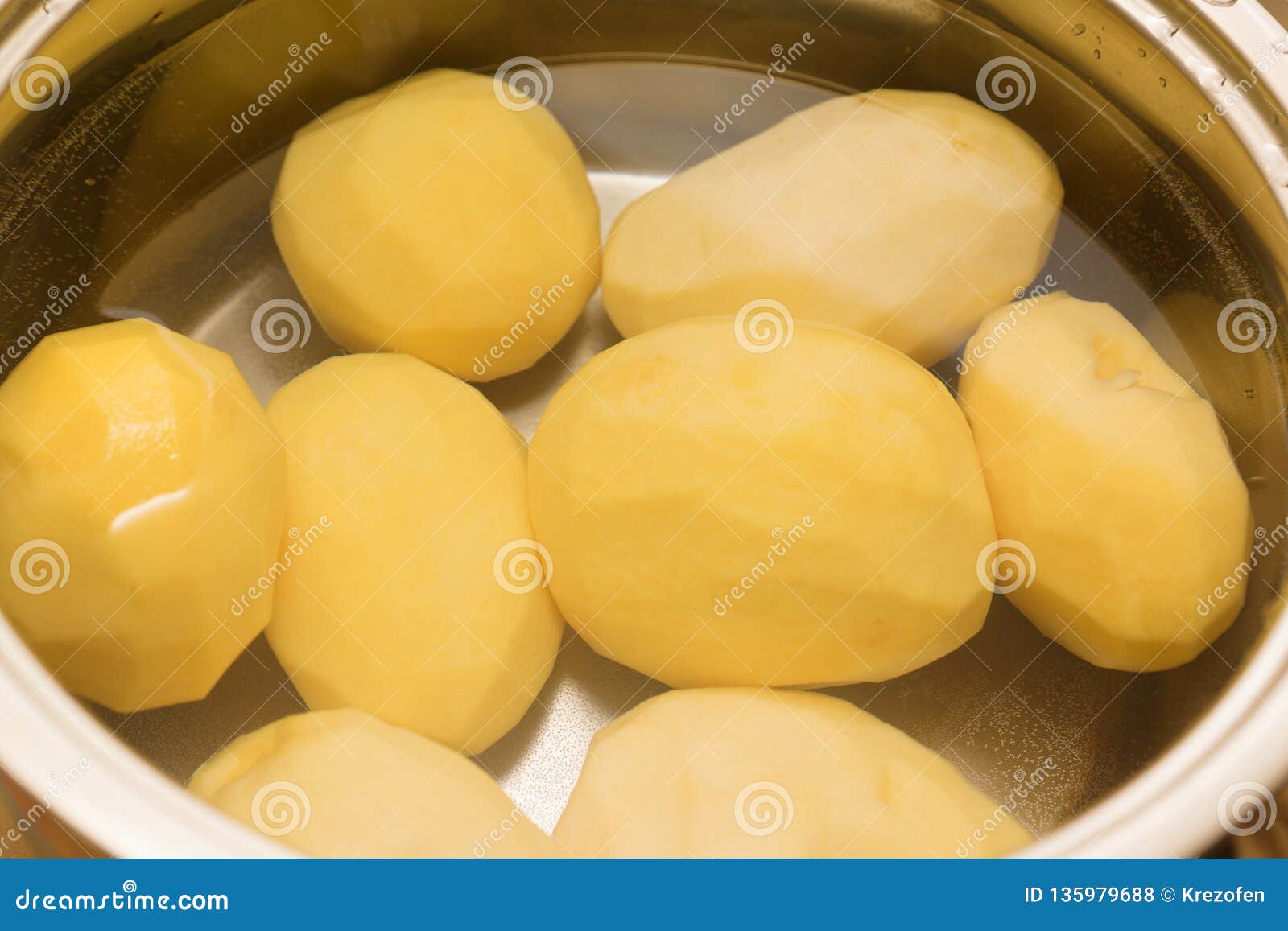 Pan with Water in Which Boiled Potatoes Stock Photo Image of