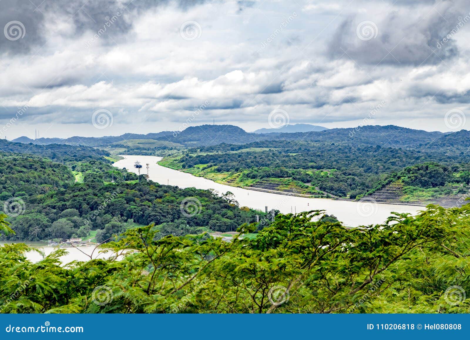 panama canal and lake gatun, aerial view