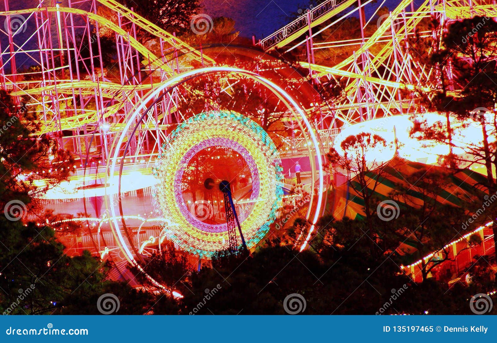 Panama City Beach Florida Ferris Wheel Time Lapse Stock Image
