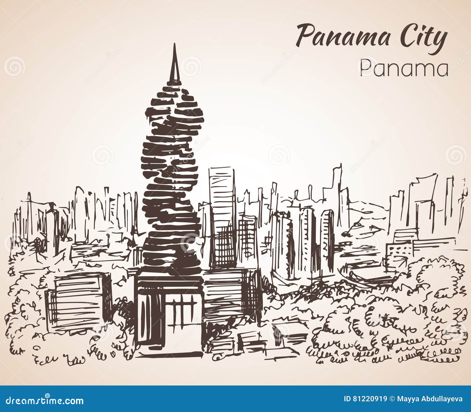 panama city cityscape sketch panama stock vector illustration of cityscape sketch