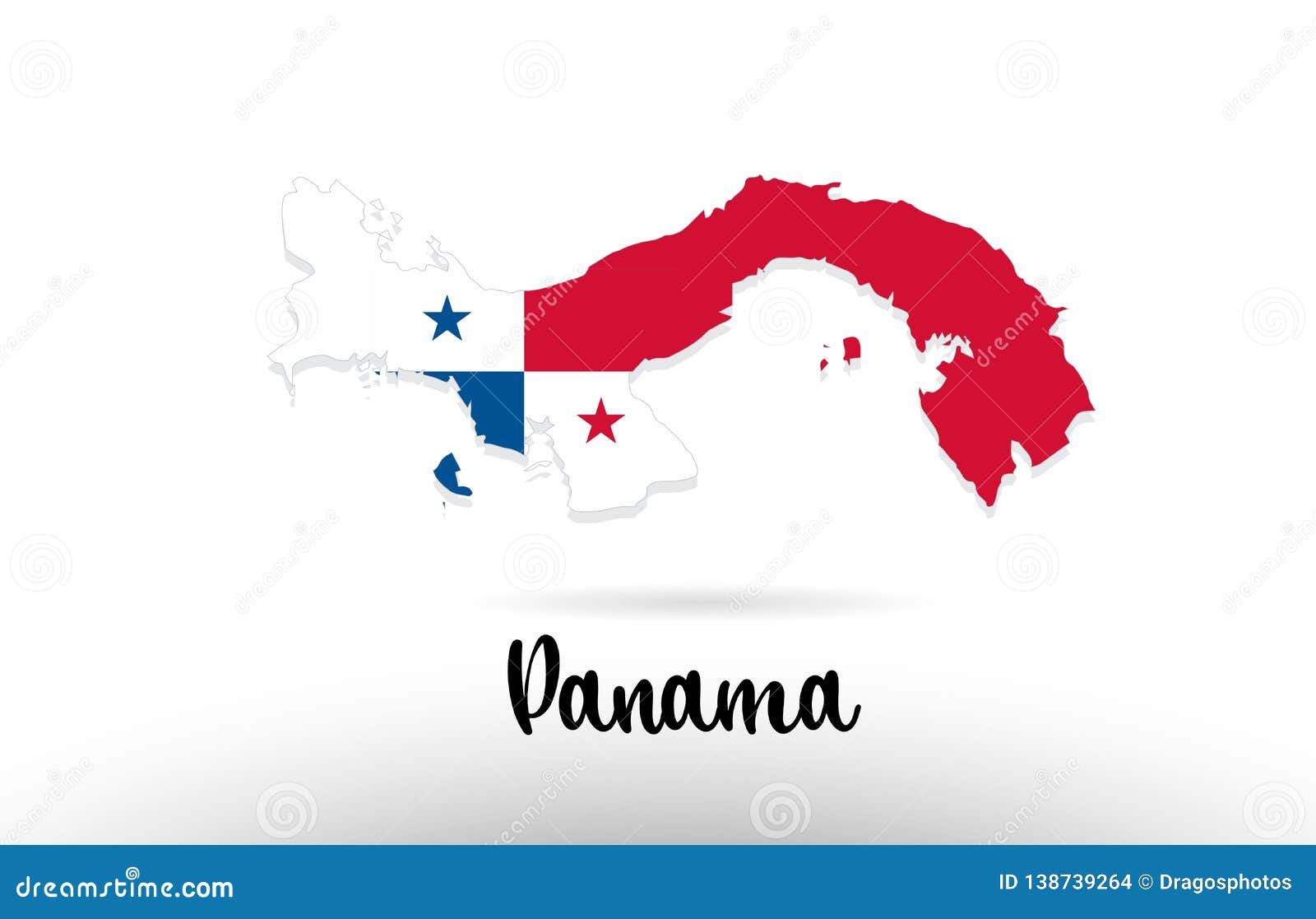 Panama Country Big Text With Flag Inside Map Concept Logo Vector