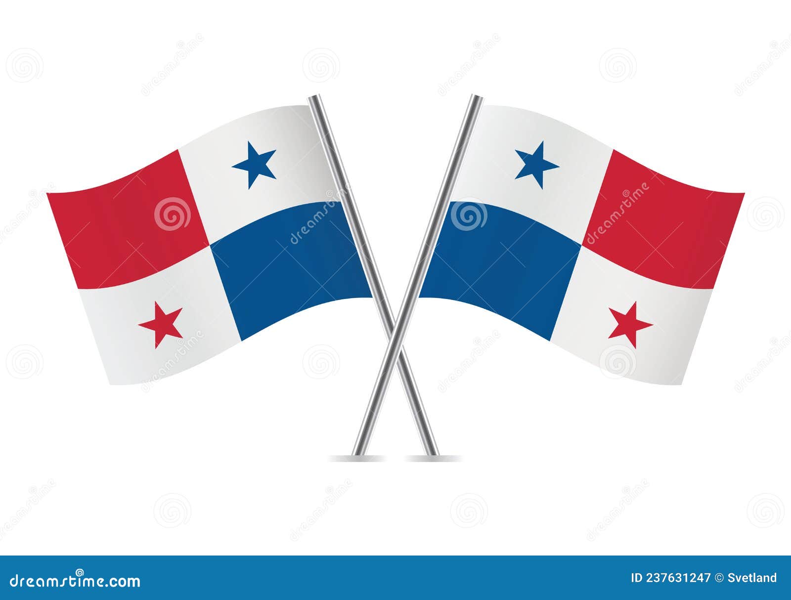 Panama Flags. Panamanian Flags Isolated on White Background Stock