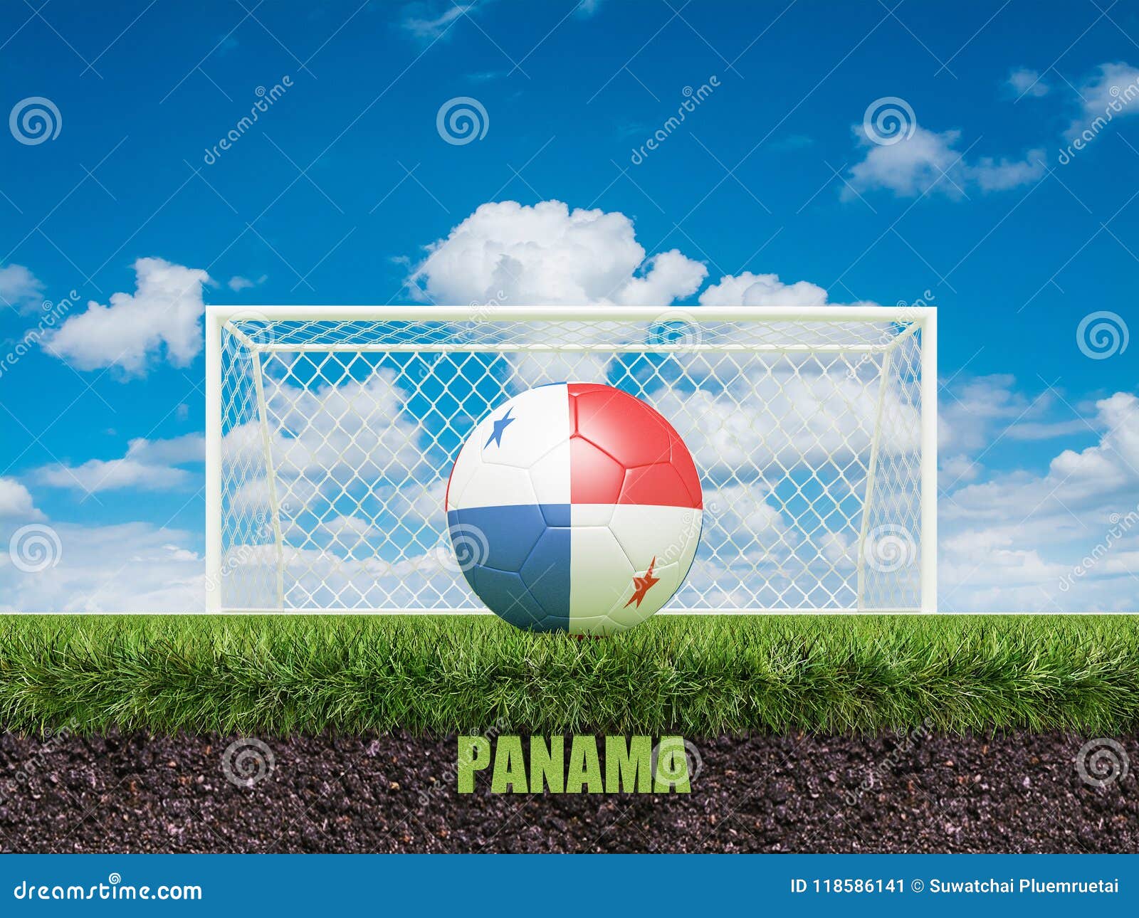 Panama Football on Football or Soccer Field Stock Illustration