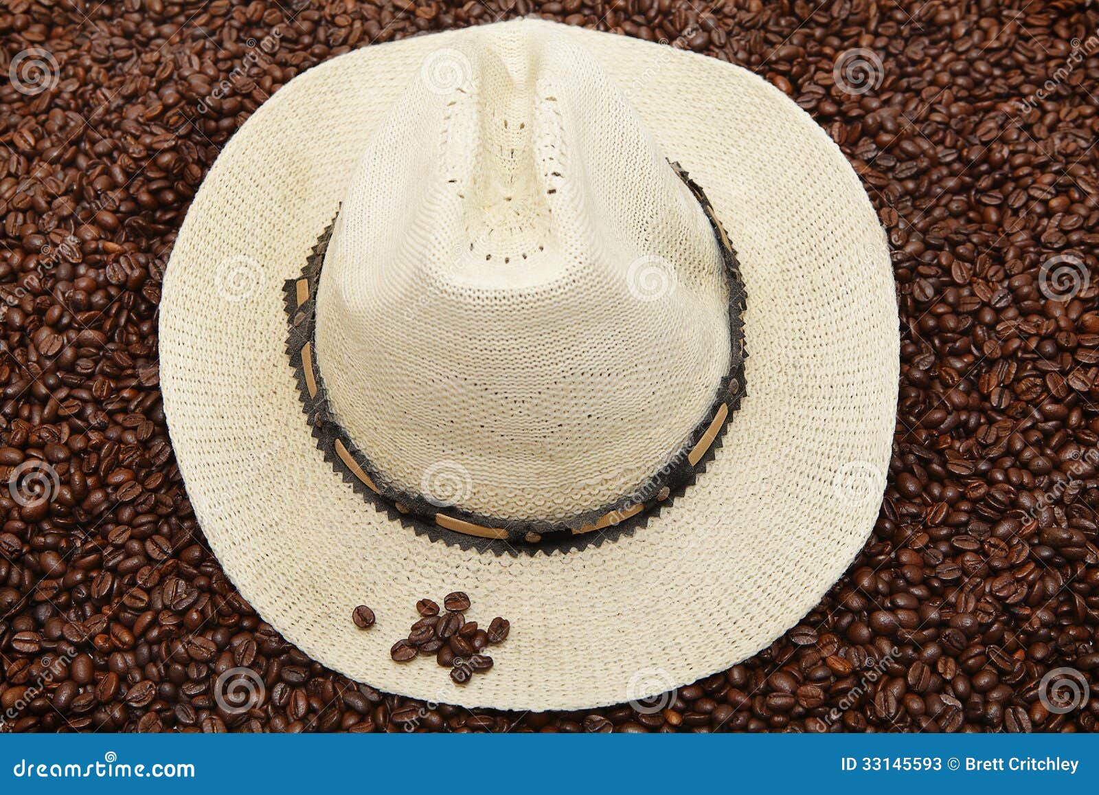 Panama hat on coffee beans stock image. Image of american 33145593