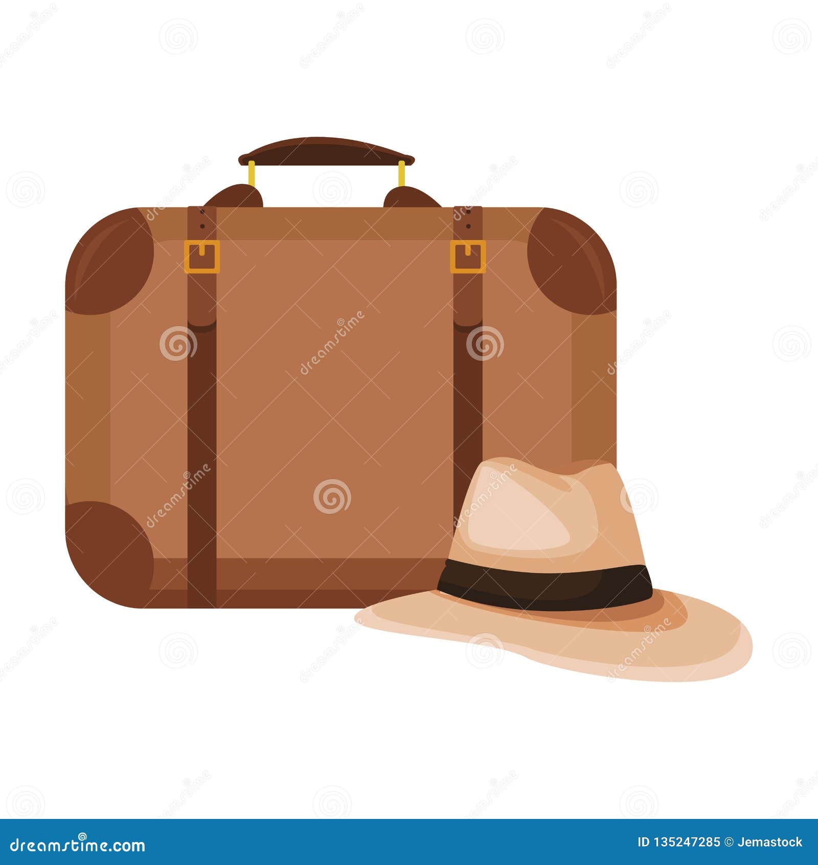 Panama hat and suitcase stock vector. Illustration of coast 135247285