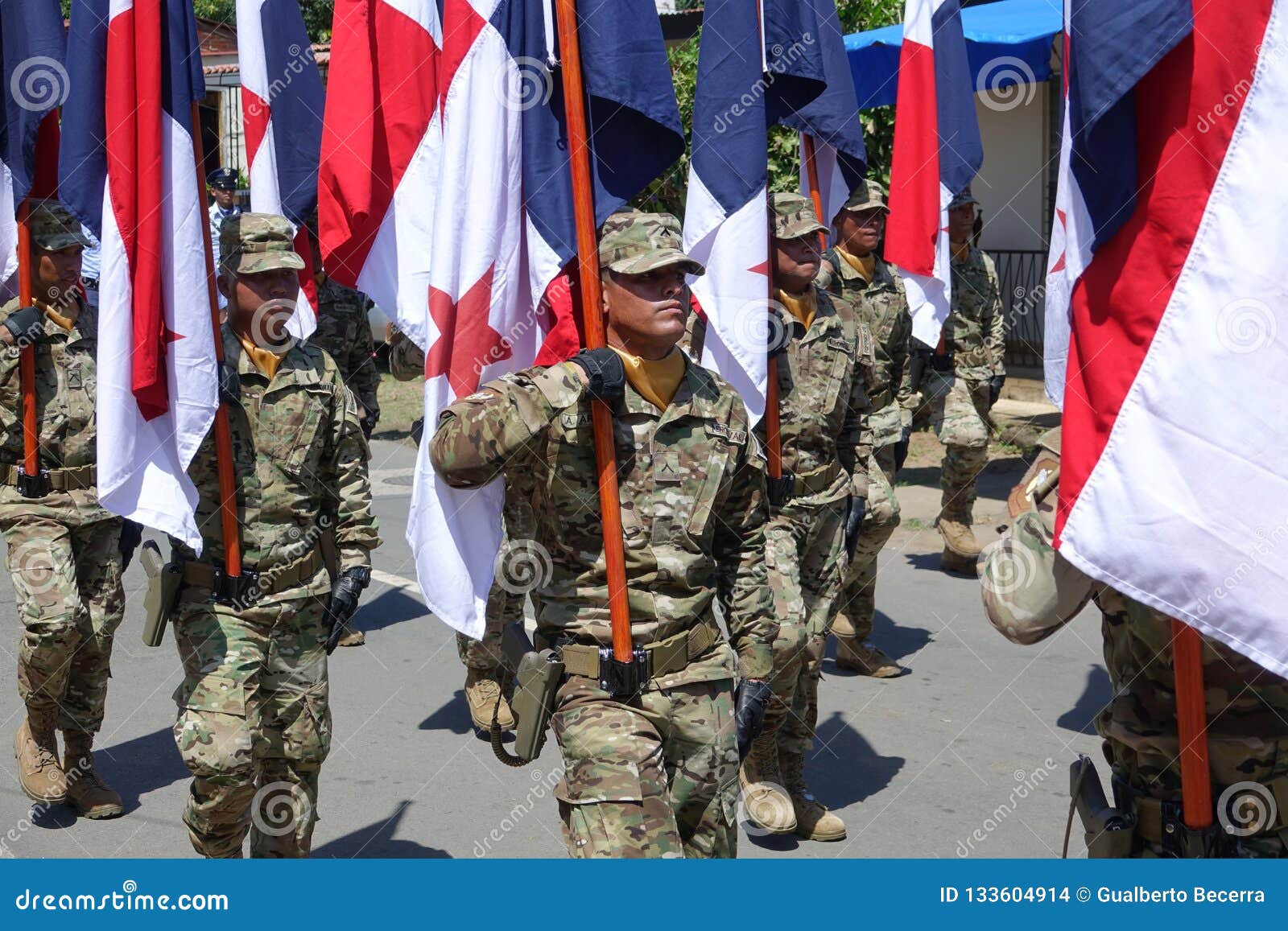 Panamanian Armed Forces Marching And Carrying The Flag Of Panama Editorial  Stock Image - Image Of City, Group: 133604914