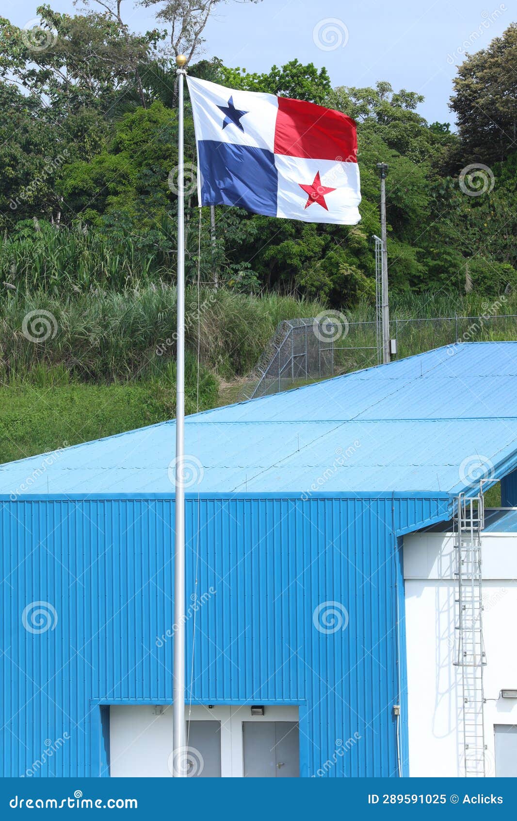 Panamanian Flag, in Panama Canal South America Stock Image - Image of