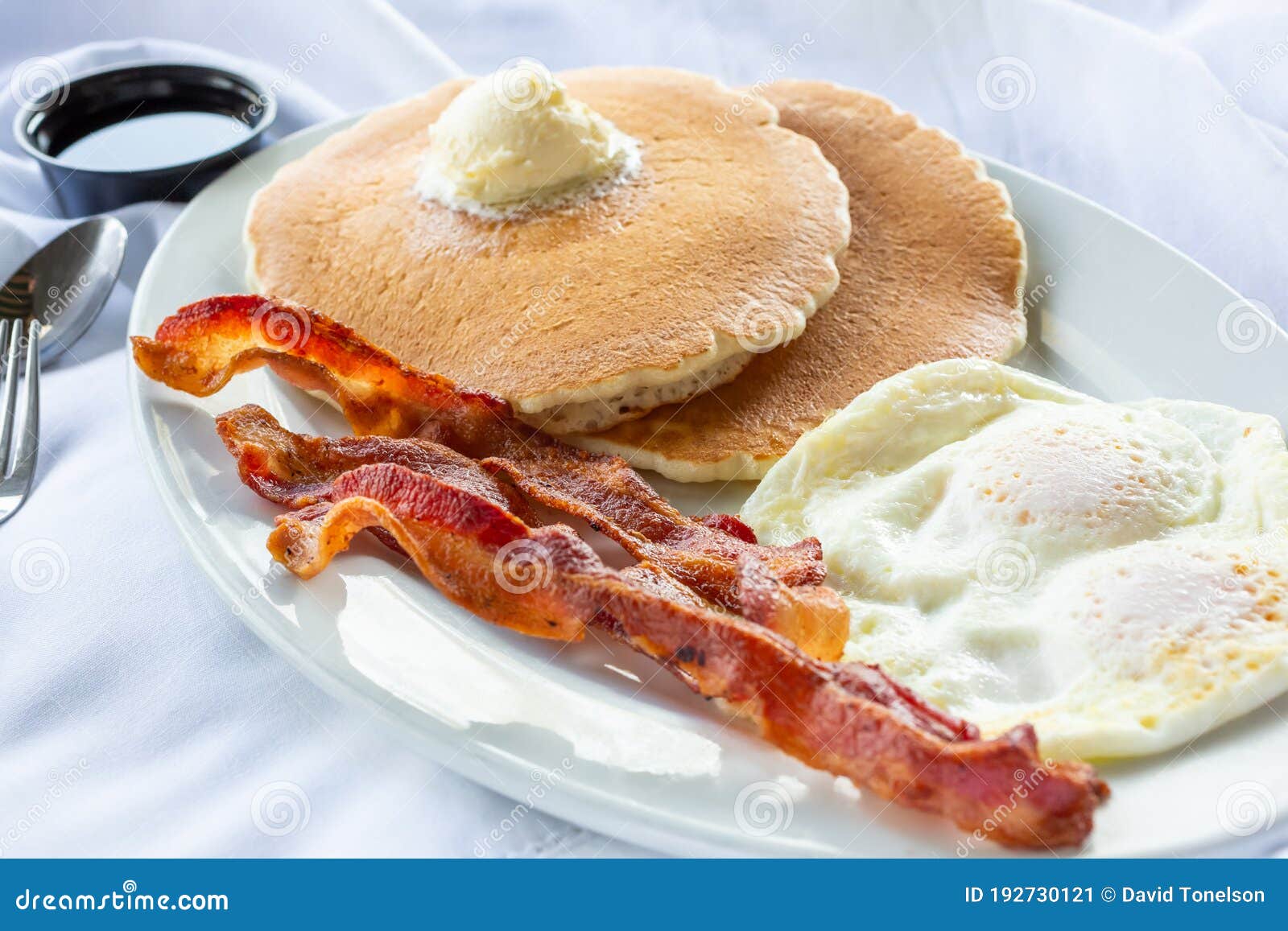 Pancake breakfast plate stock image. Image of product 192730121