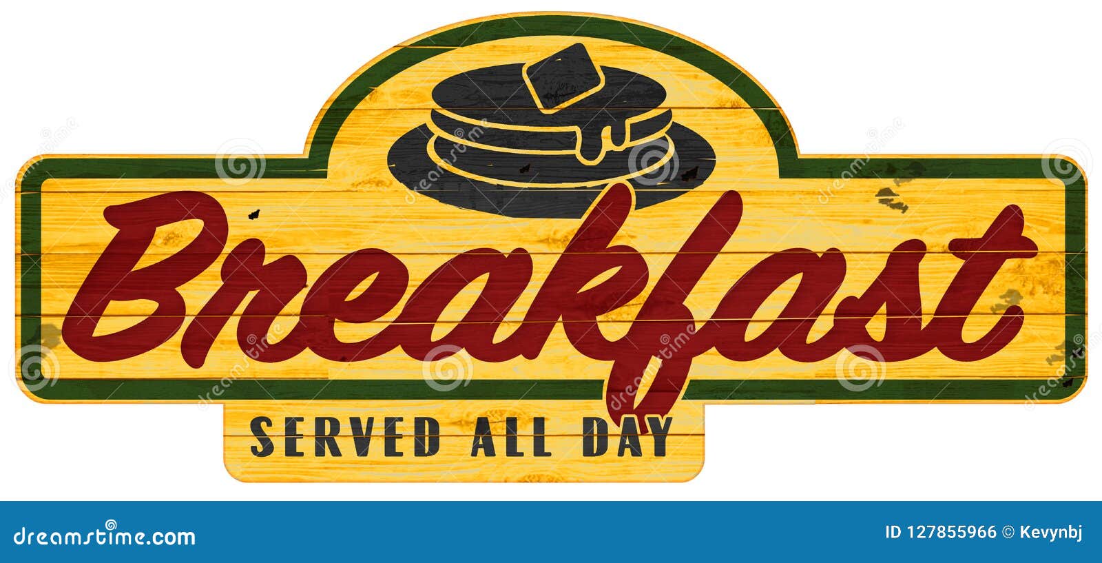 Breakfast Served All Day Sign Plaque Pancakes Stock Illustration