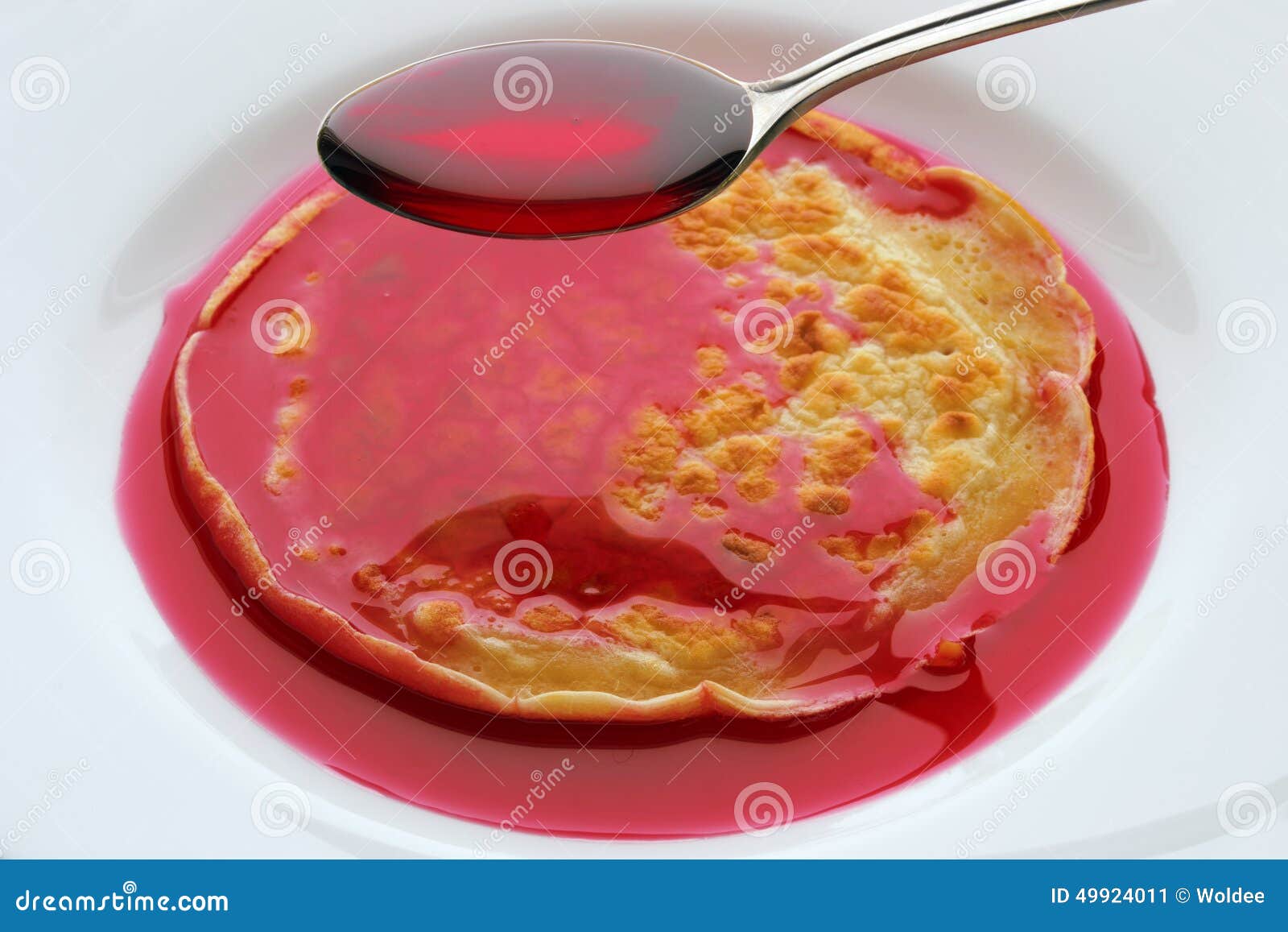 Pancake with cherry syrup stock image. Image of breakfast 49924011