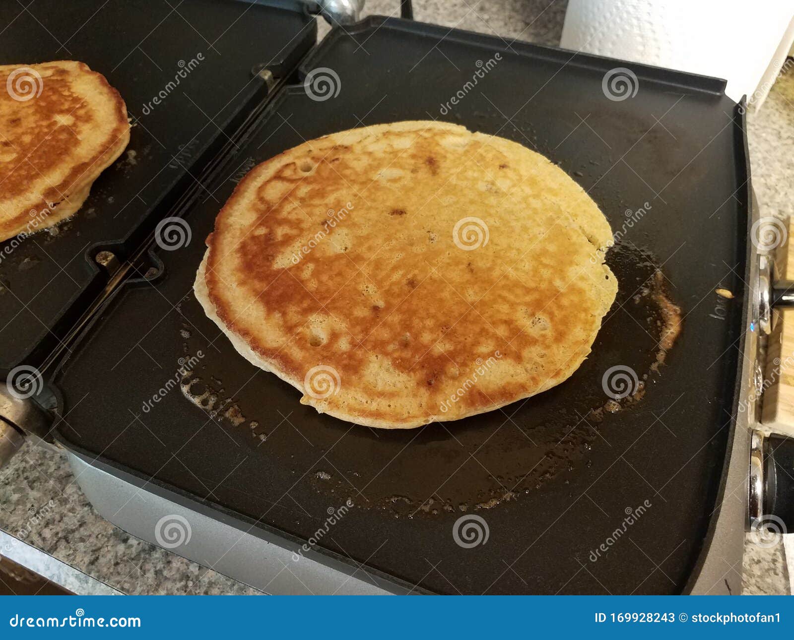 Pancake Cooking on a Griddle or Stove Stock Image Image of pancakes
