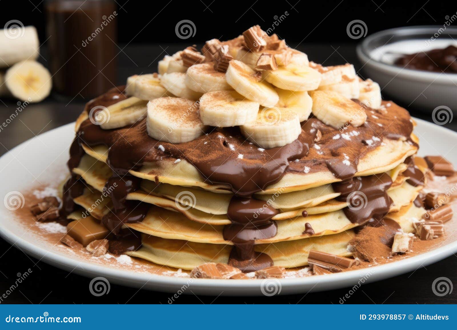 Pancake Covered with Nutella and Bananas Stock Illustration