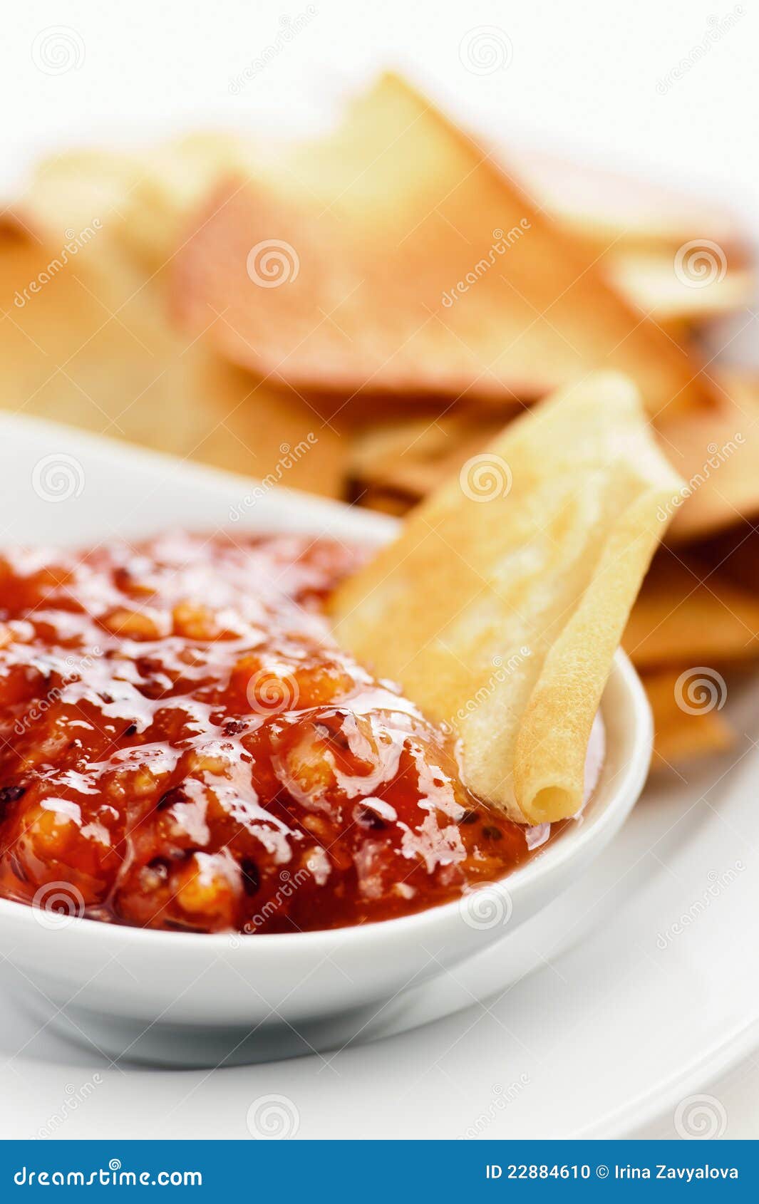 Pancake Crispy Chips with Jam Stock Photo Image of close, background