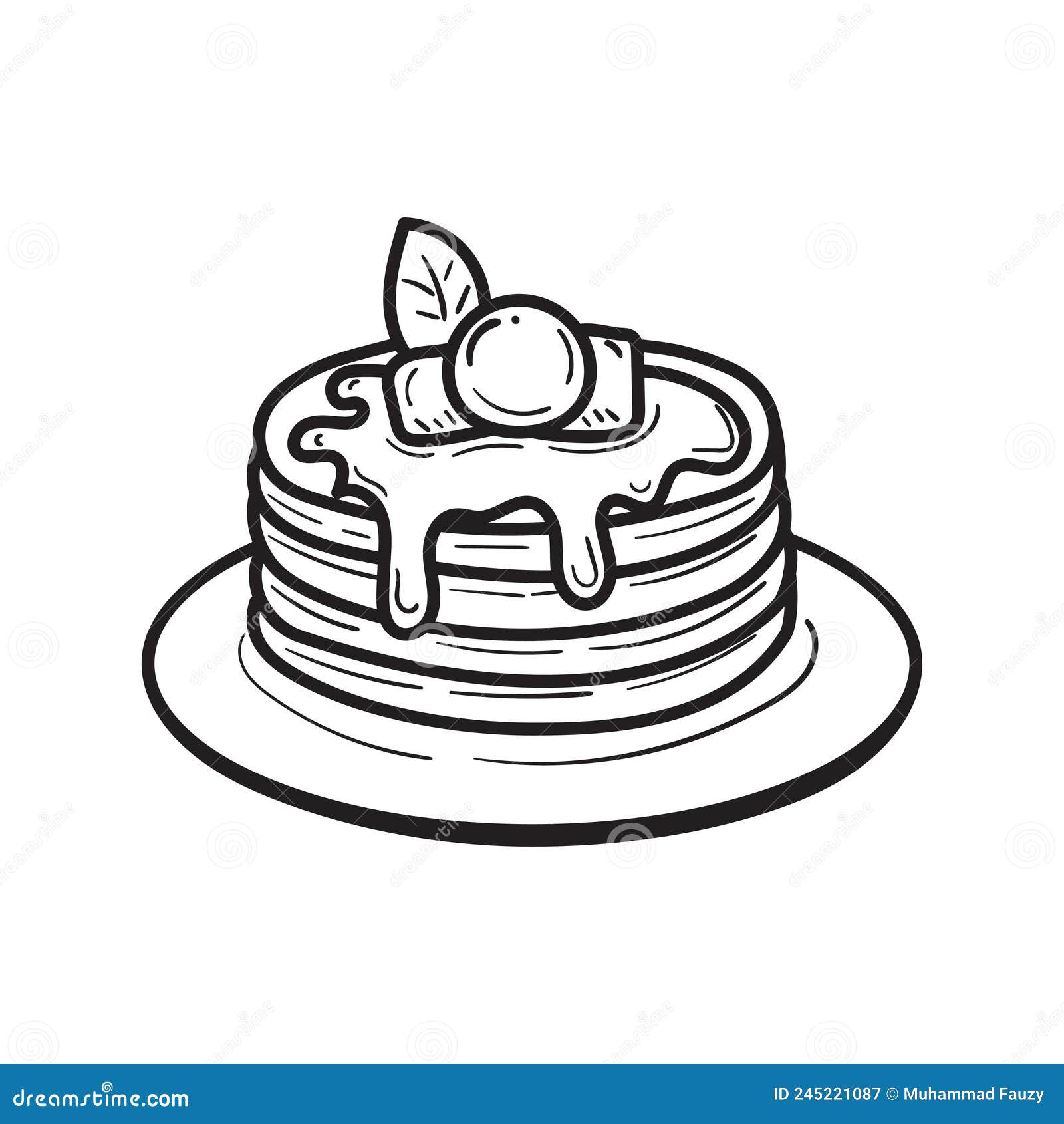 Pancake Doodle Illustration in Handdrawn Style Stock Vector