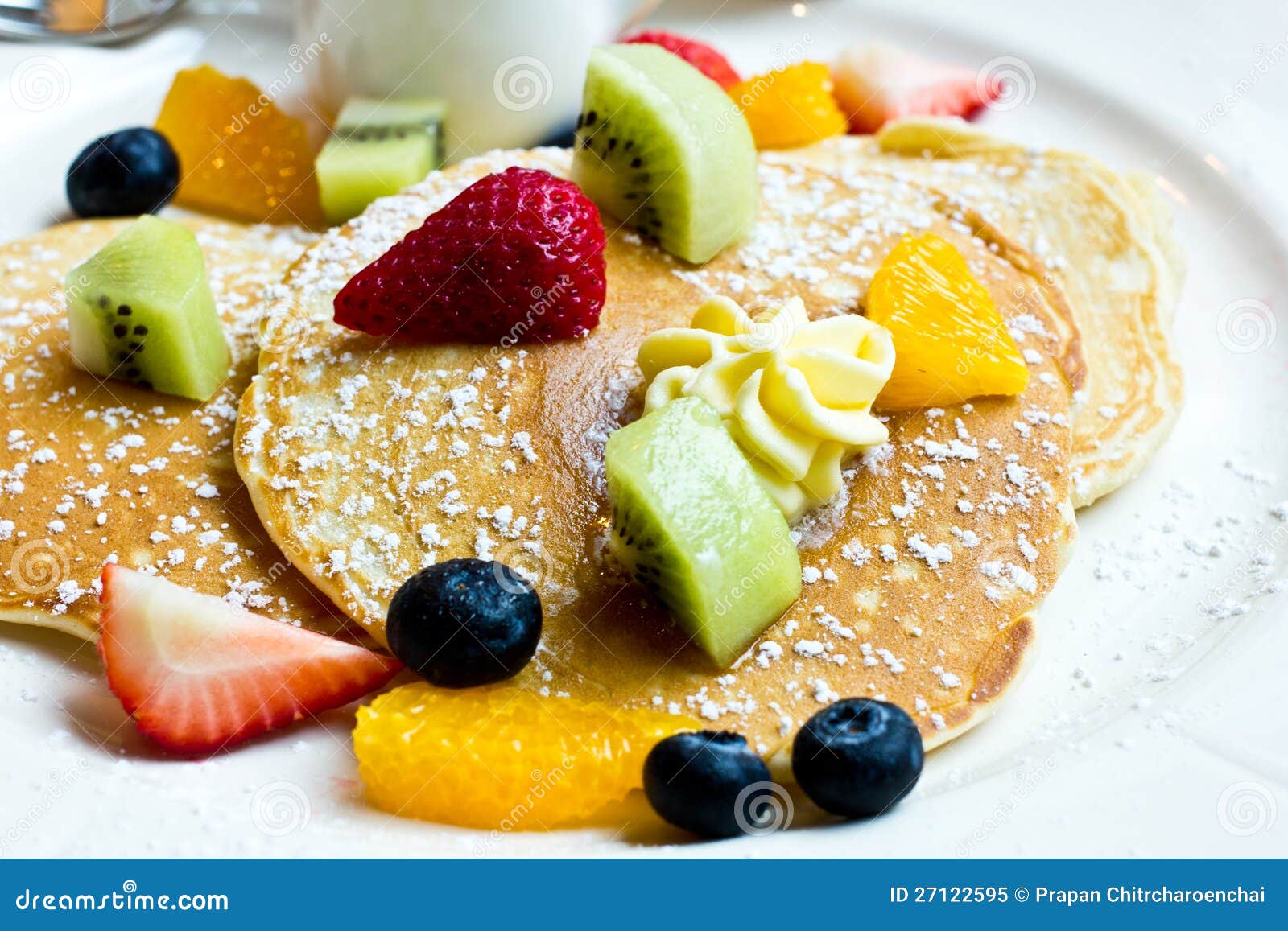 Pancake with fresh fruit stock image. Image of food, snack 27122595