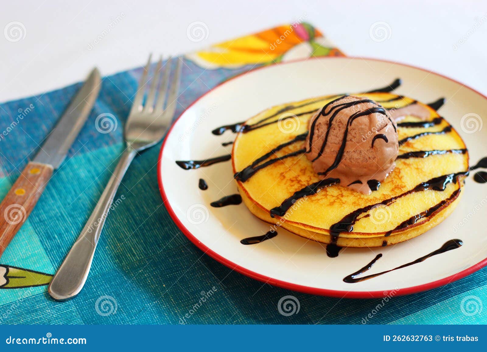 Pancake Ice Cream Chocolate Stock Image Image of snack, food 262632763