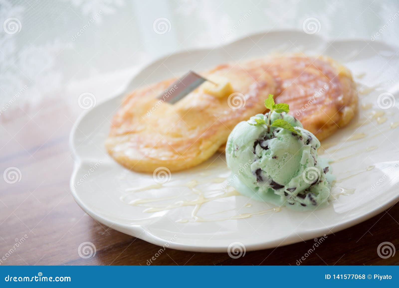 Pancake with Ice Cream, Dessert Stock Photo Image of cream, chocolate