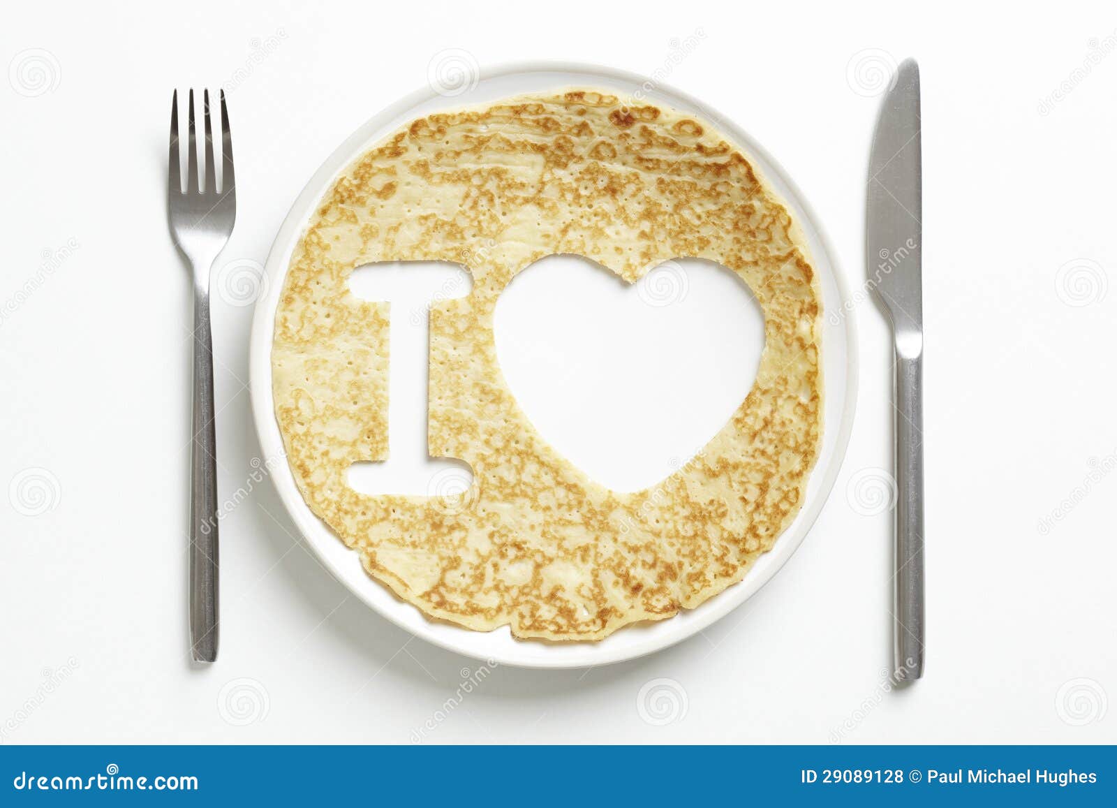 Pancake with Love Heart Shape Cut Out Stock Photo - Image of food ...