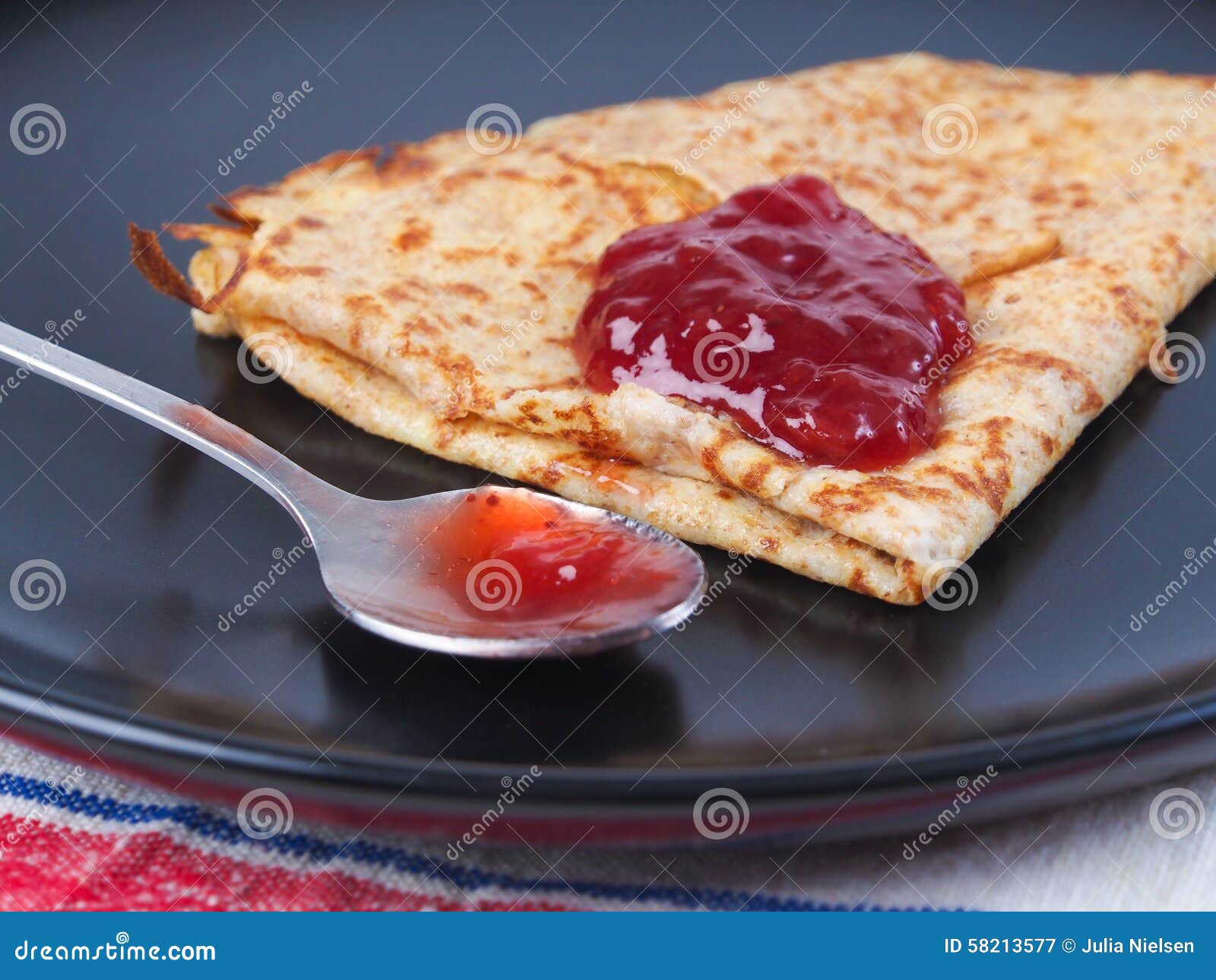Pancake with Strawberry Jam Stock Image Image of closeup, pancakes