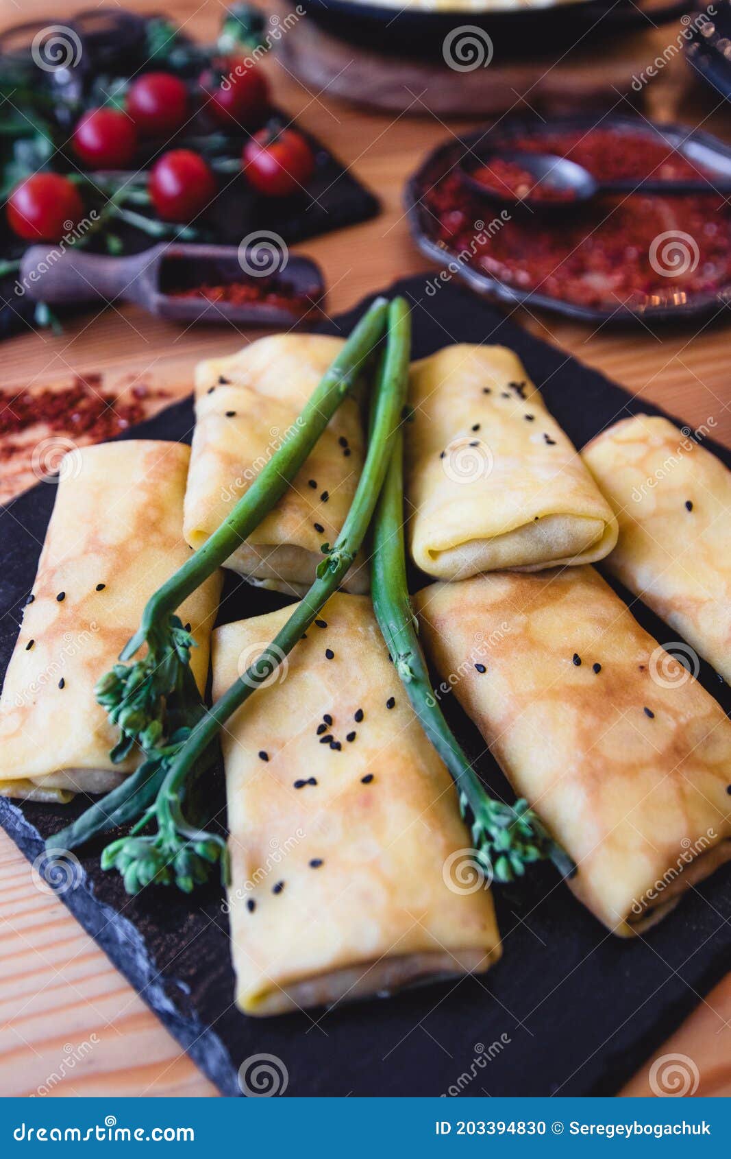 Pancakes and Asparagus. Healthy Food, Homemade Stock Photo Image of
