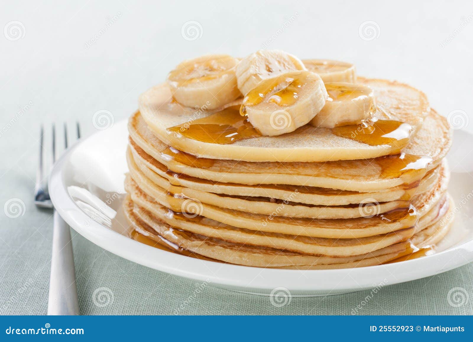 Pancakes with Banana and Syrup Stock Image Image of cakes, crepes