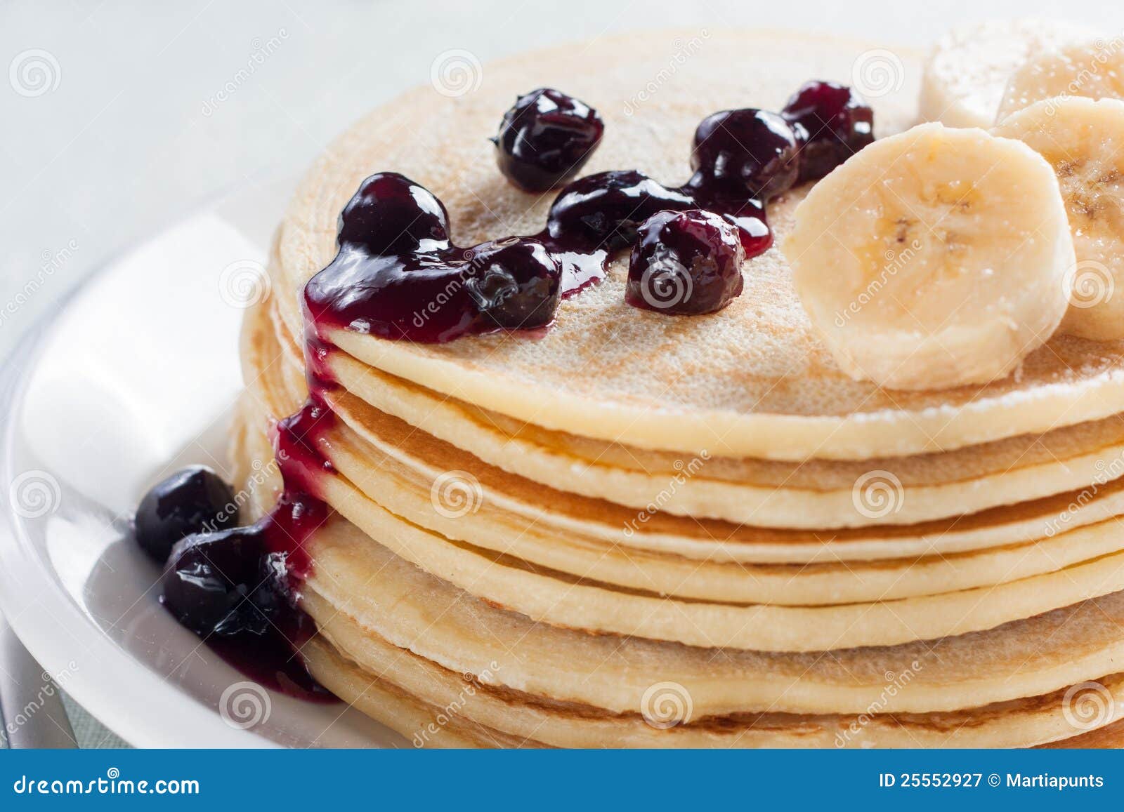 Pancakes With Banana And Syrup Stock Image 25552927