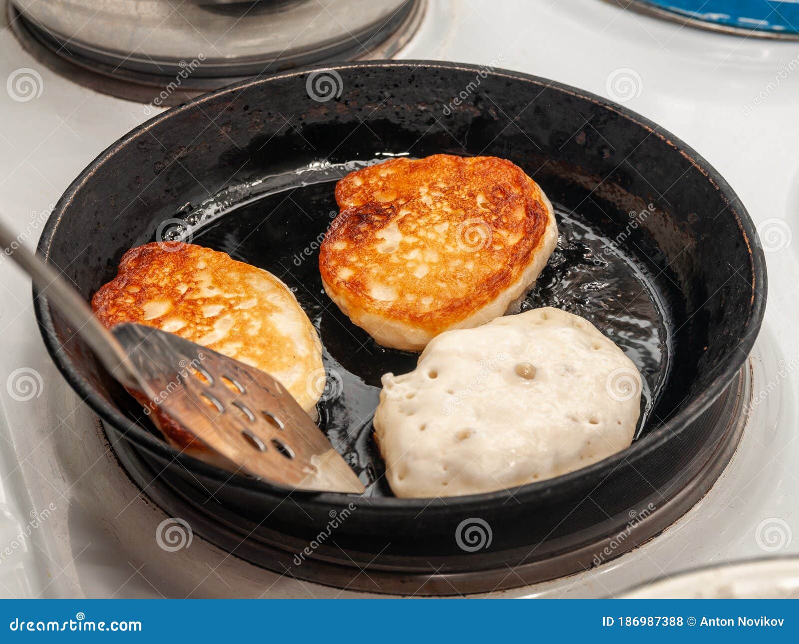Pancakes in a Cast Iron Pan Stock Photo Image of nutrition, kitchen