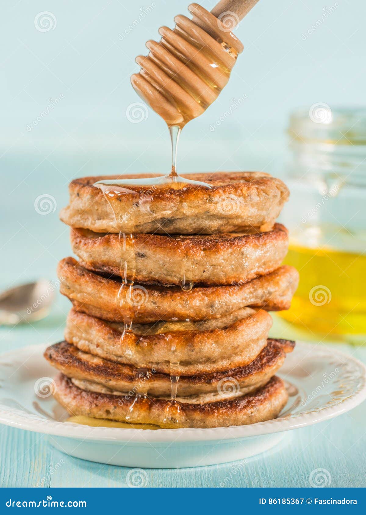 Pancakes with chia seeds stock image. Image of bakery 86185367