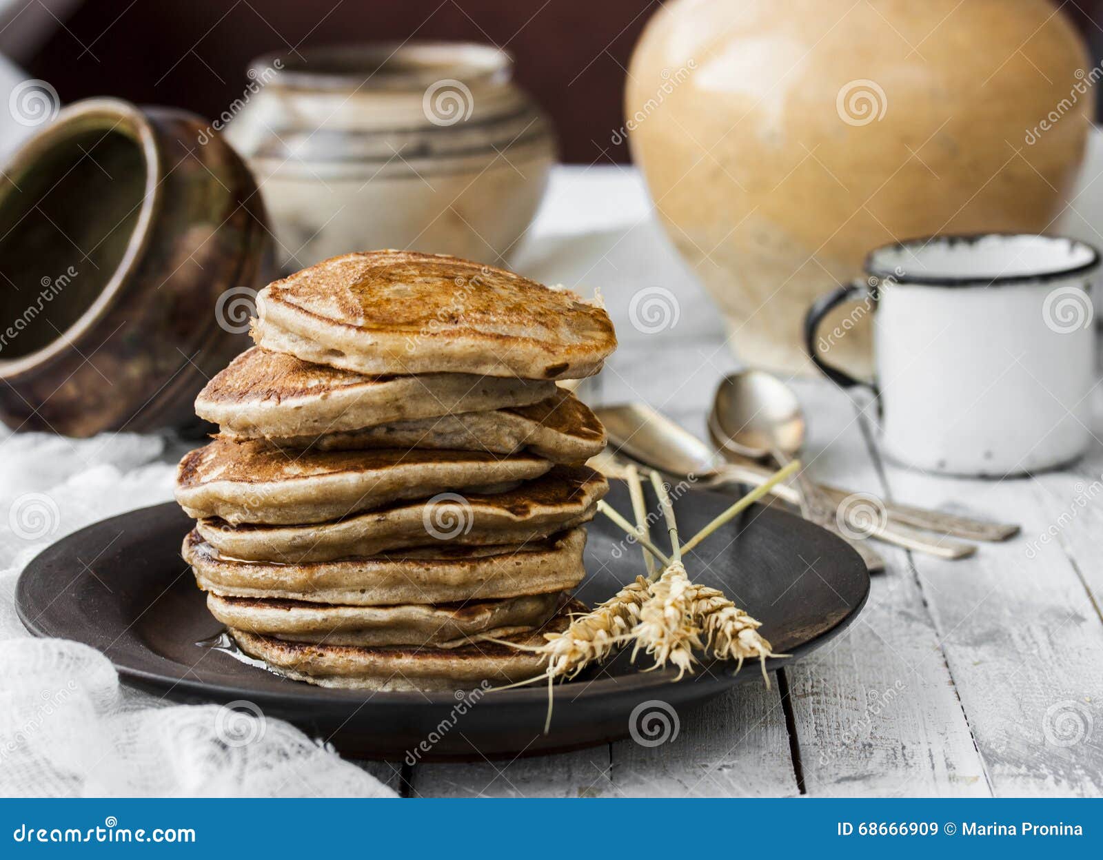 Pancakes with Coconut Milk and Bananas Stock Image Image of delicious