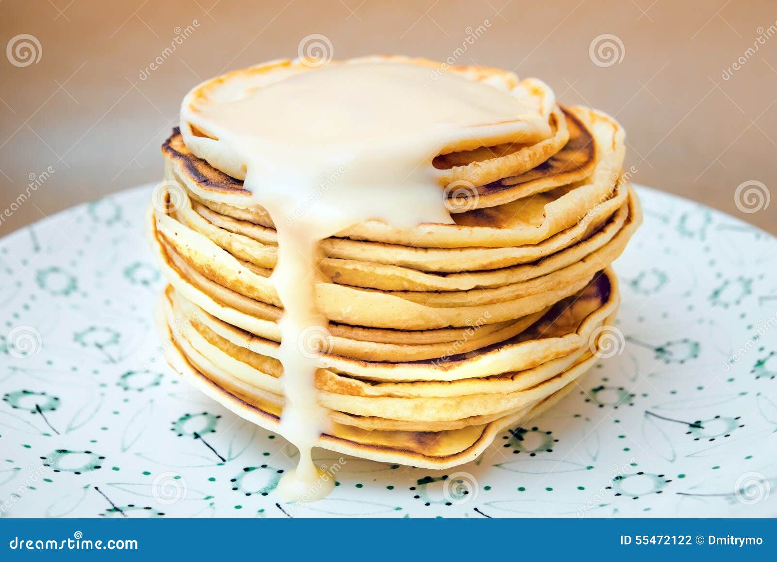 Pancakes with a Condensed Milk Stock Photo Image of culinary, pile 55472122