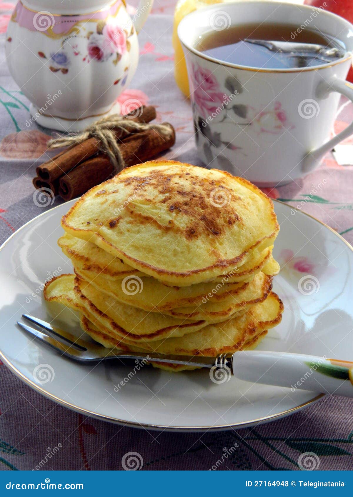 Pancakes with Cottage Cheese and Apples Stock Photo Image of
