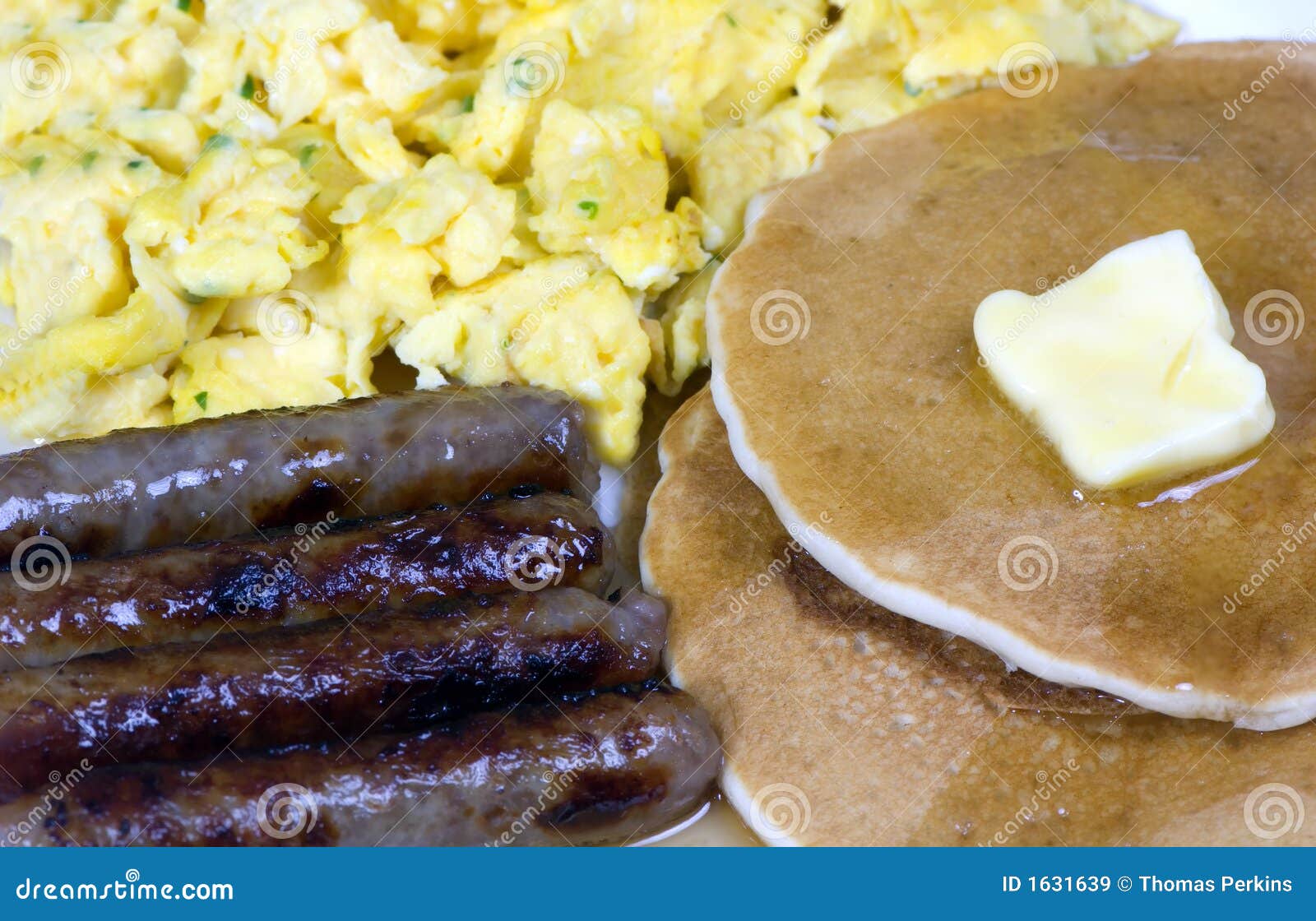 Pancakes, Eggs And Sausage 1 Stock Image - Image: 1631639