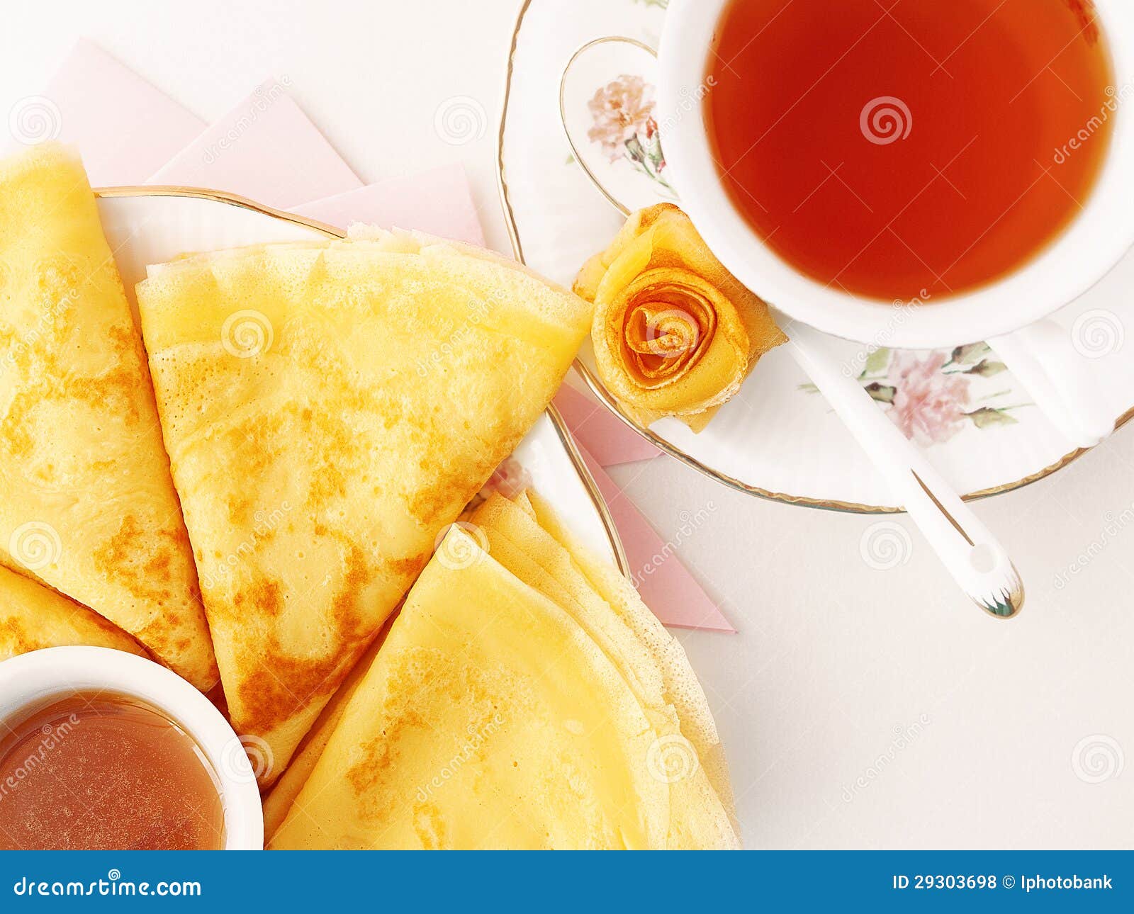 Pancakes with Honey and Tea Stock Photo Image of butter, light 29303698