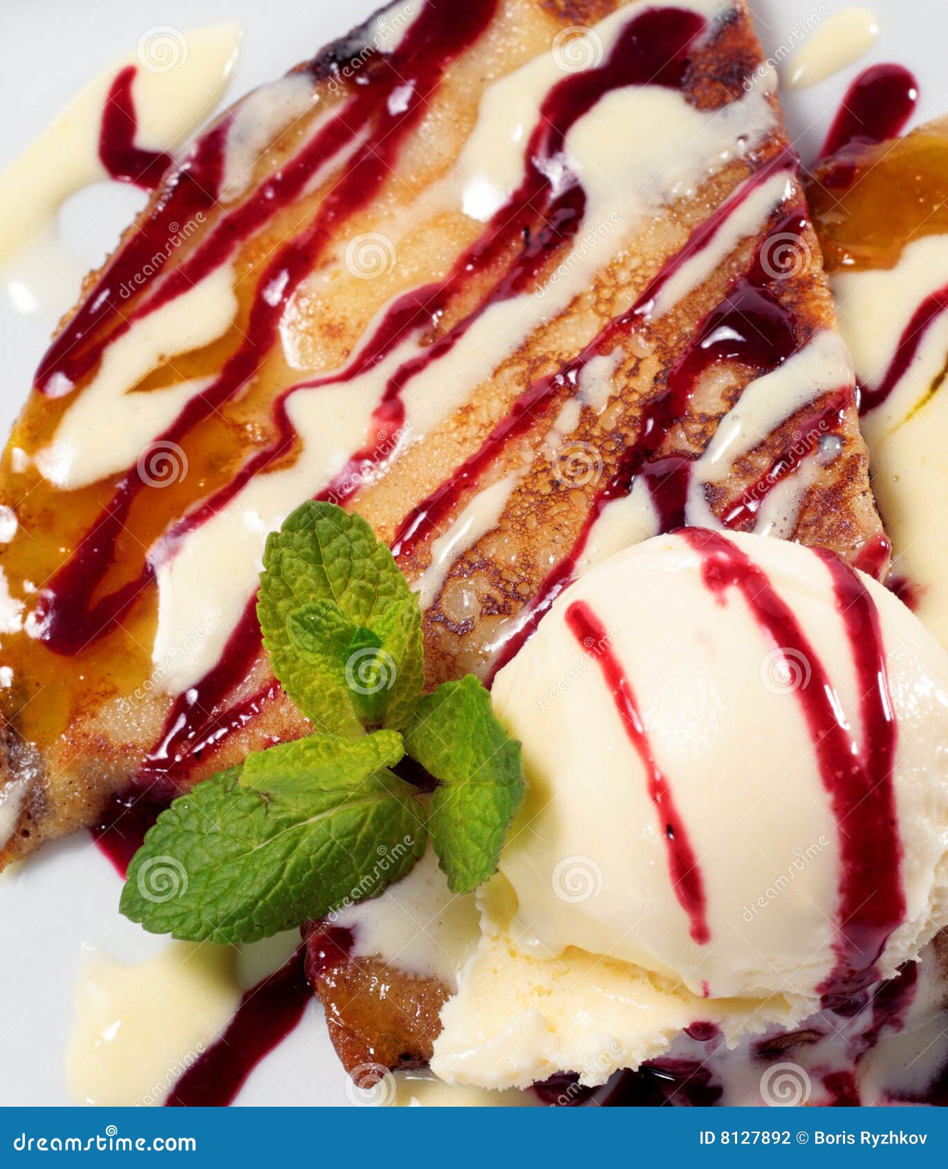 Pancakes with Ice Cream stock photo. Image of mint, creamy 8127892