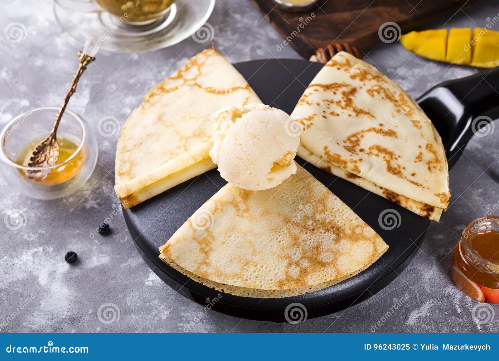 Pancakes with Ice Cream stock image. Image of dessert 96243025