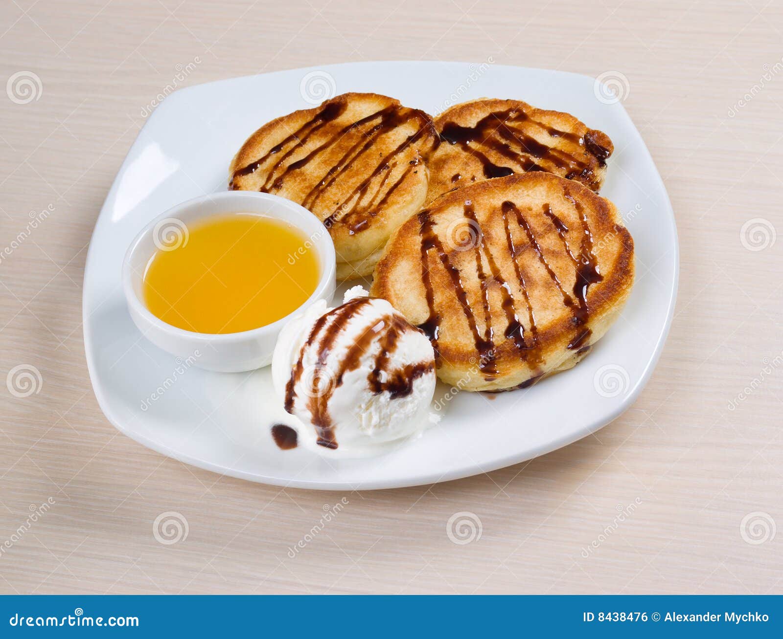 Pancakes with Icecream and Honey Stock Photo Image of golden