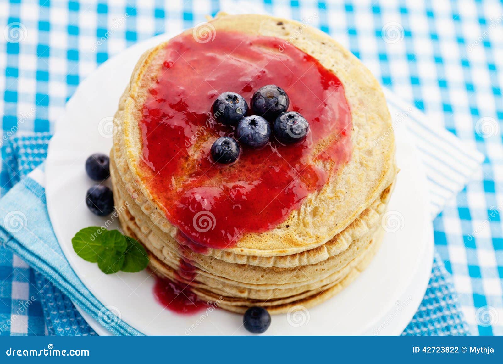 Pancakes with jam stock photo. Image of breakfast, cake 42723822