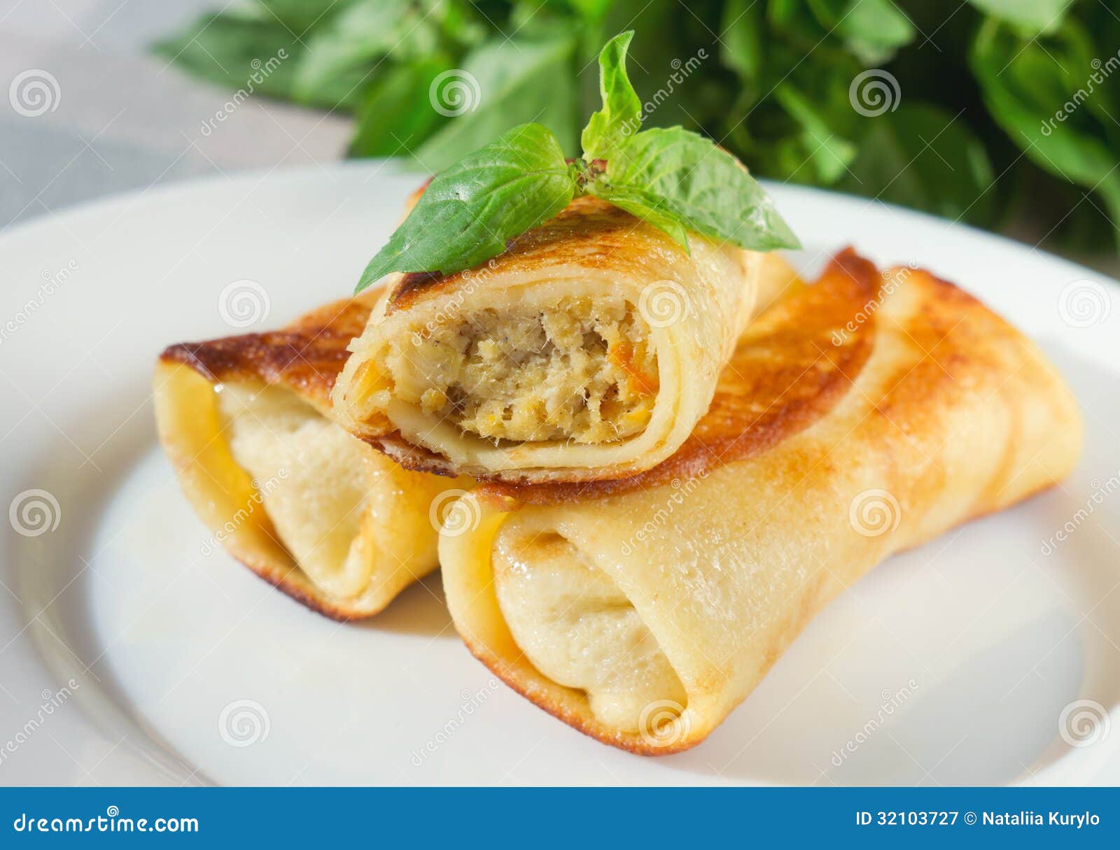 Pancakes with meat stock image. Image of products, meal 32103727