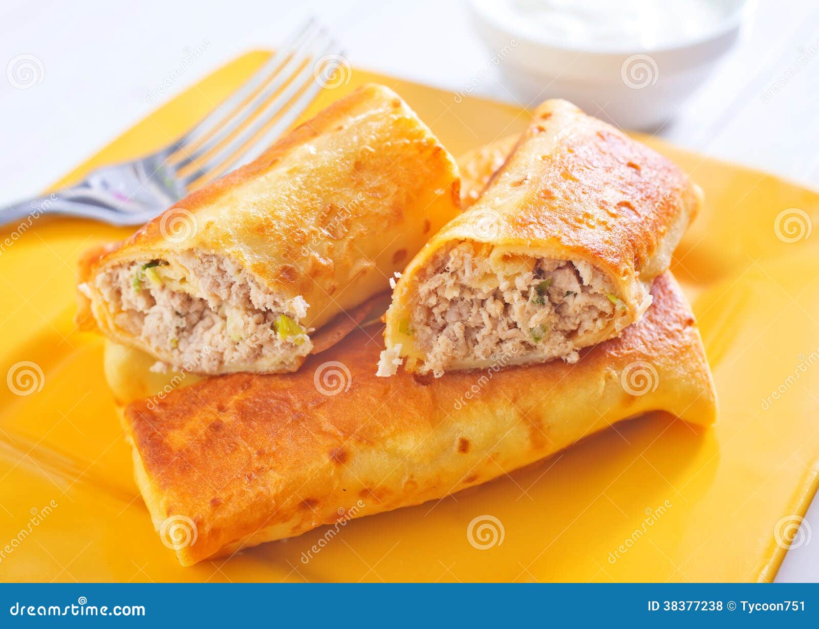 Pancakes with meat stock photo. Image of culinary, fried 38377238