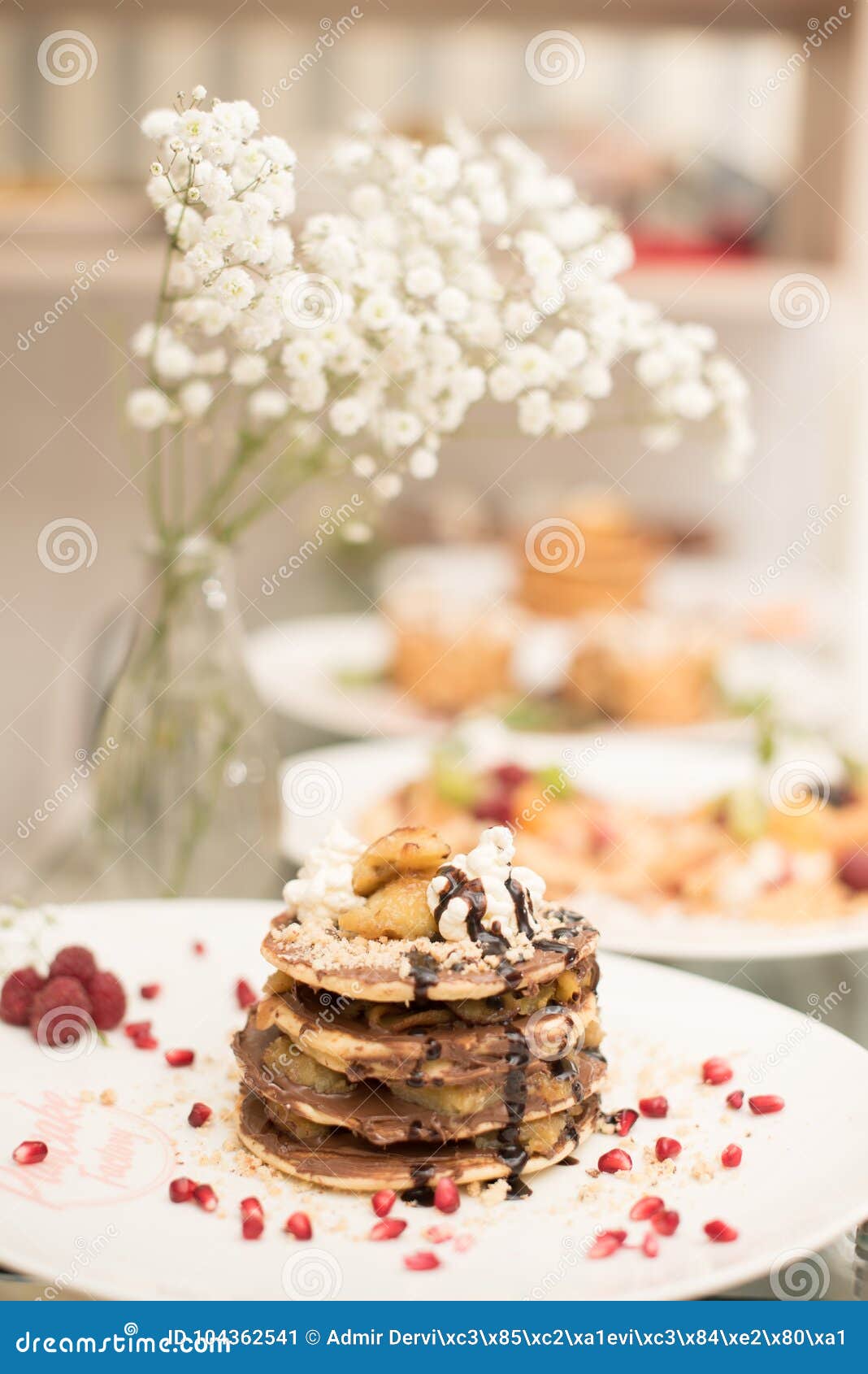 pancakes on plate with decorations