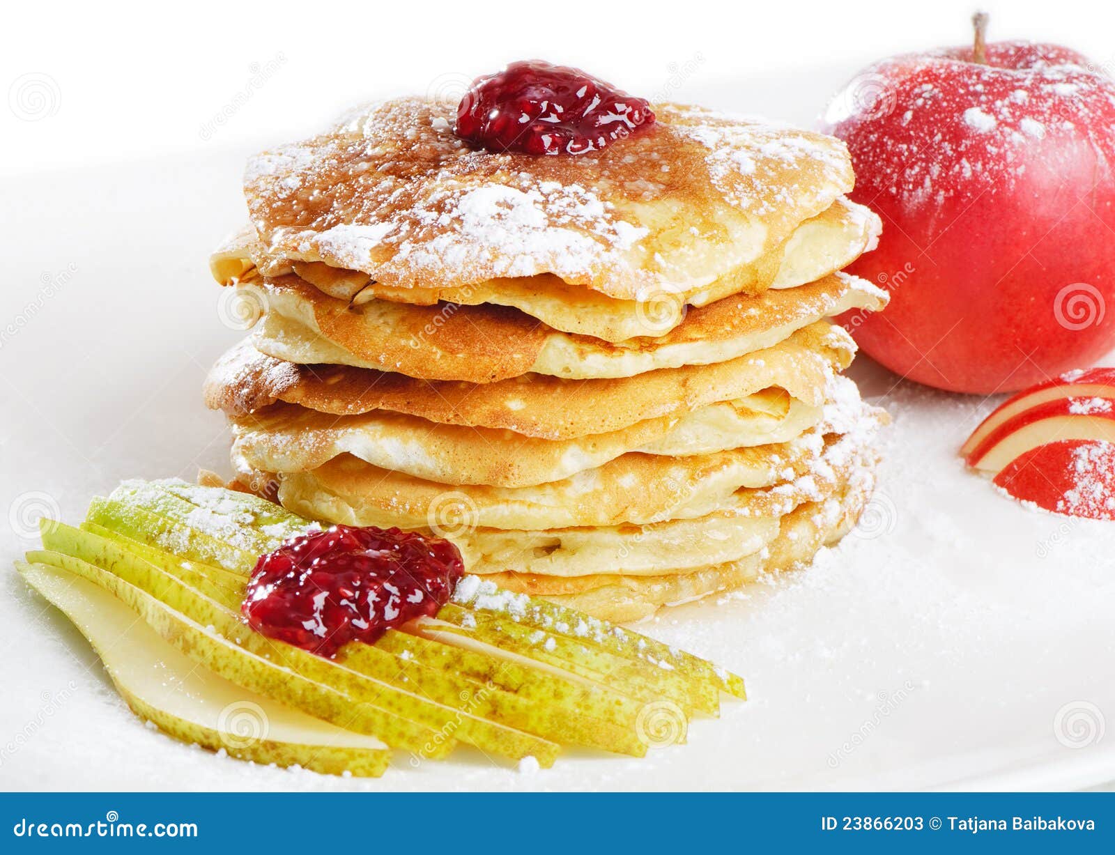 Pancakes Powdered with Sugar Stock Image Image of cuisine, pear 23866203