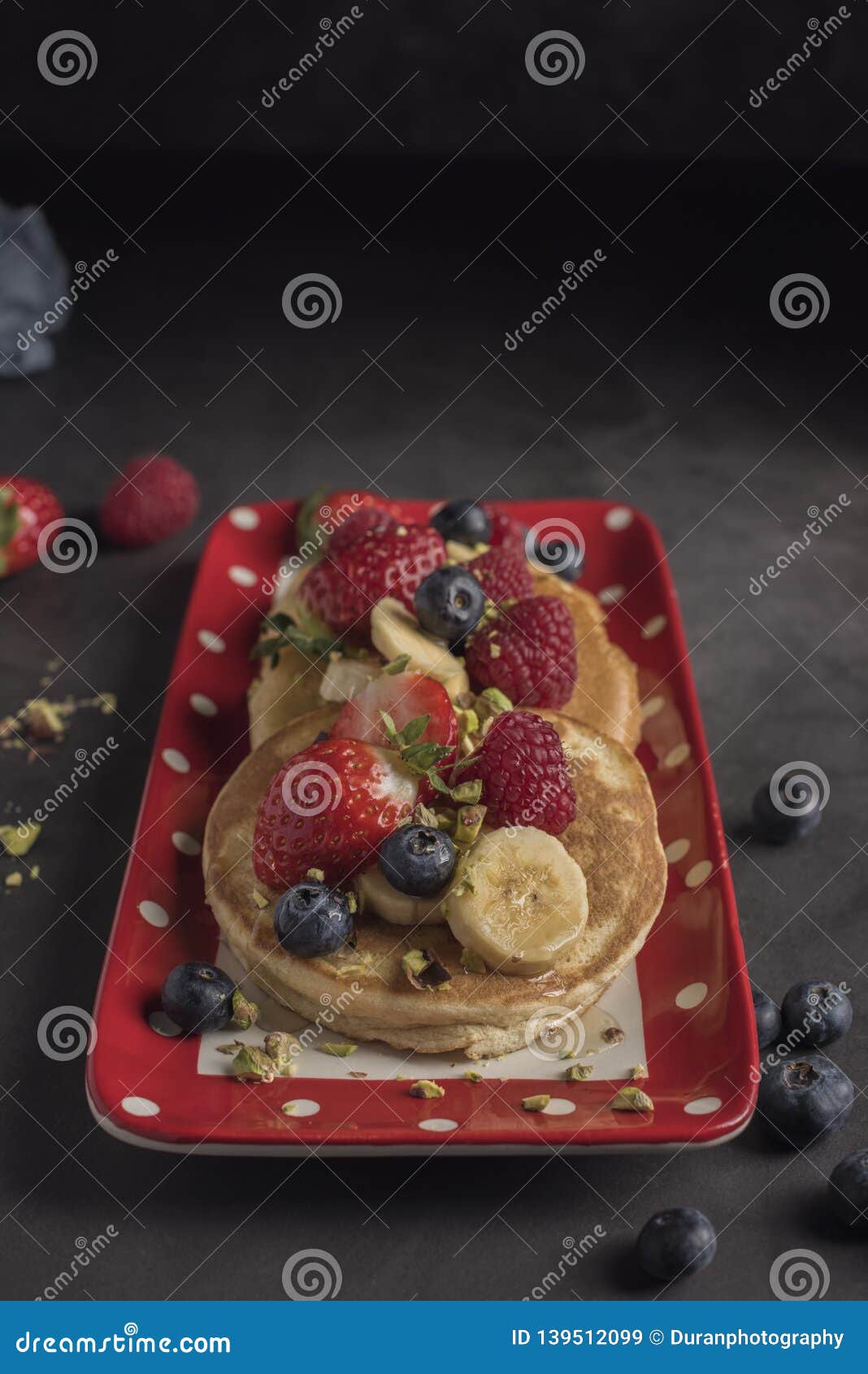 Pancakes with Strawberries, Raspberries, Blueberries, Banana ...