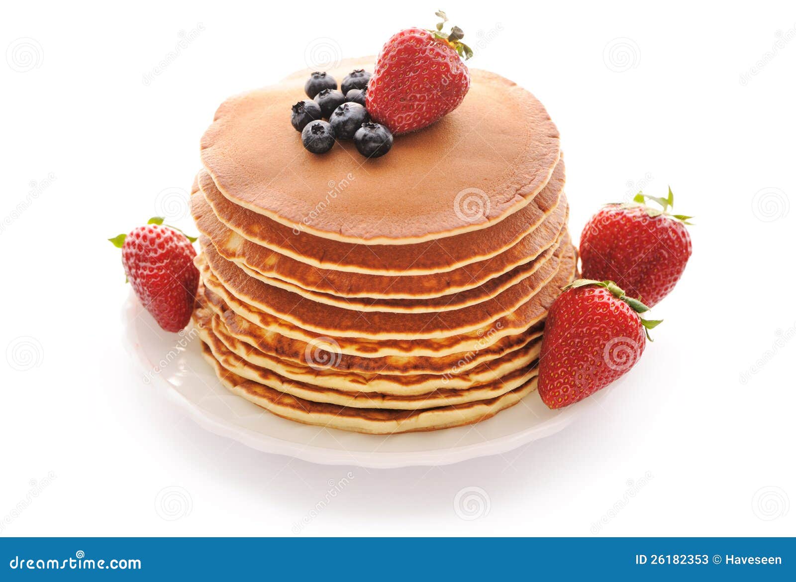 Pancakes with Strawberry and Blueberries Stock Image Image of