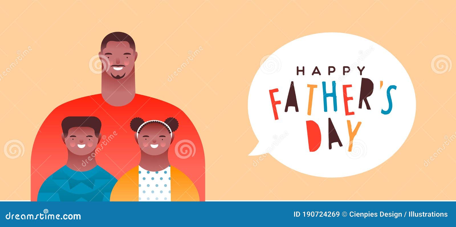 Pancarta Del Día Del Padre Feliz Papá Negro E Hijos Ilustración del Vector  - Ilustración de negro, muchacha: 190724269