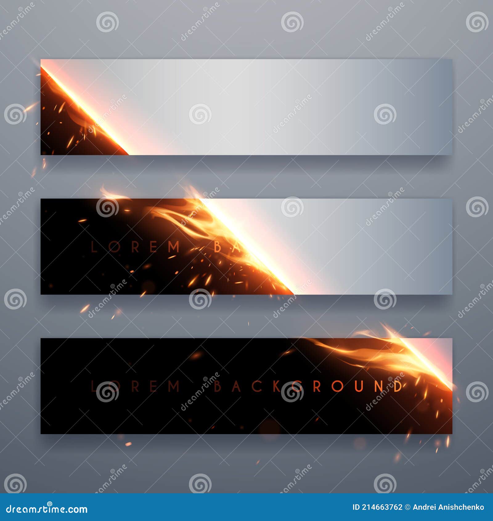 Pancartas Con Fuego Y Efecto Chispas Ilustración del Vector